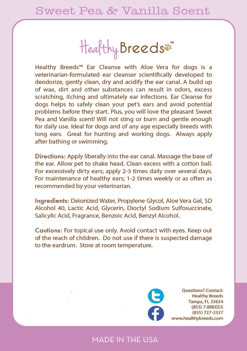Havanese Ear Cleanse with Aloe Vera Sweet Pea and Vanilla 8 oz