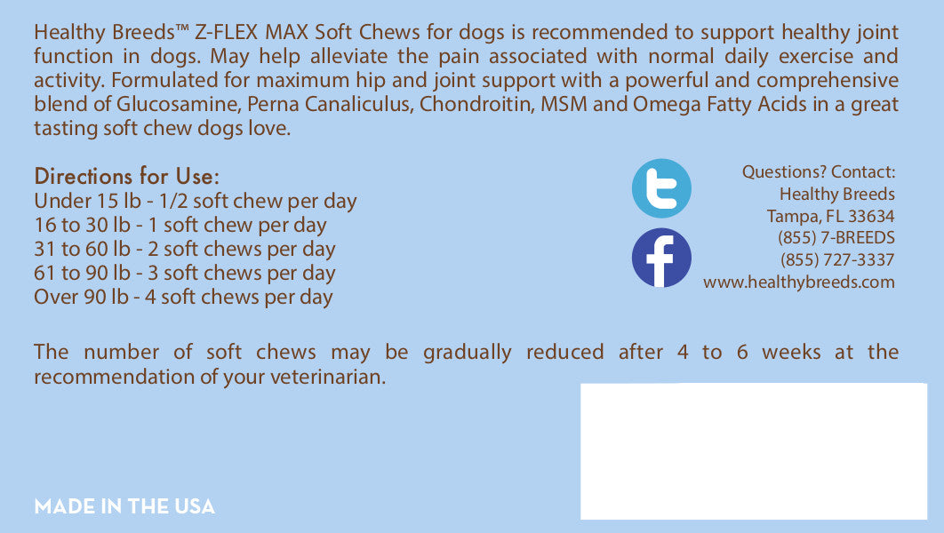 Bedlington Terrier Z-Flex Max Hip and Joint Soft Chews 50 Count