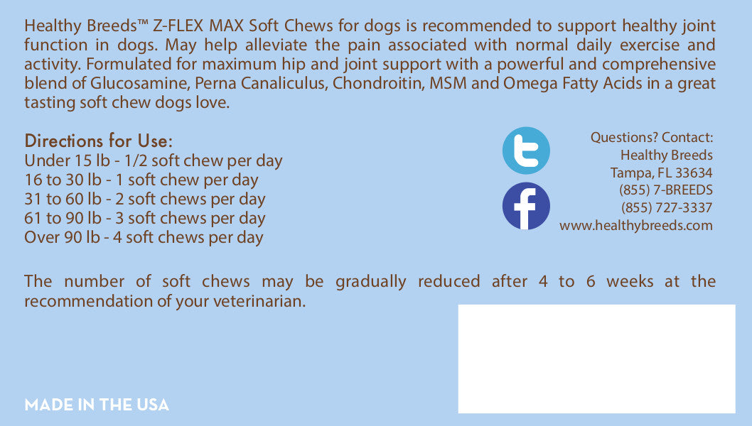 Chesapeake Bay Retriever Z-Flex Max Hip & Joint Soft Chews 100 Count