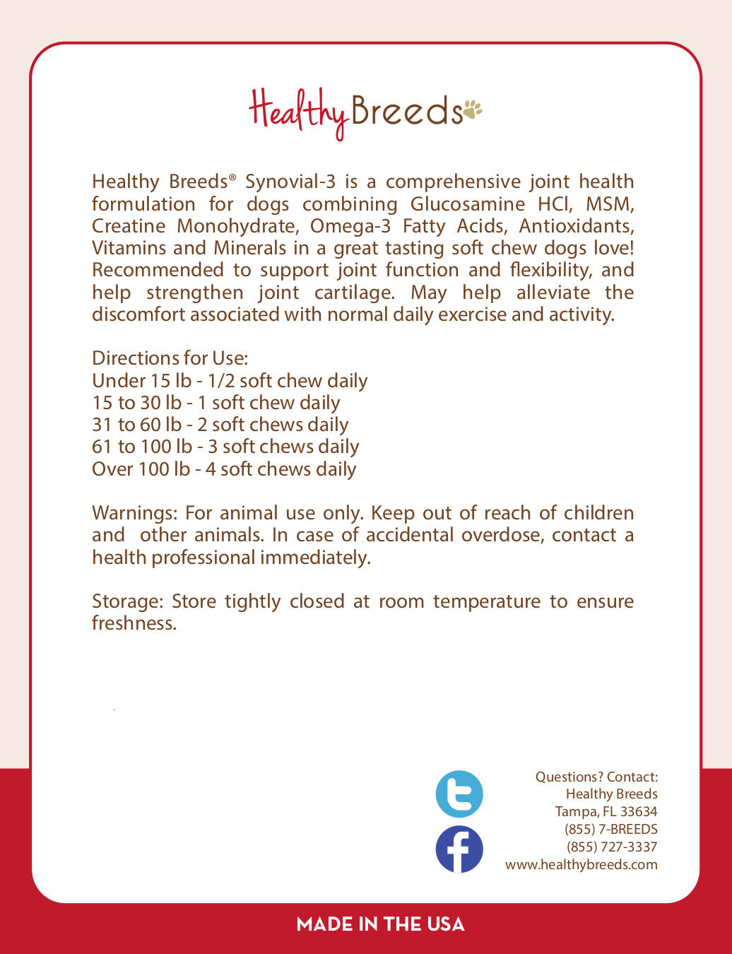 Bullmastiff Synovial-3 Joint Health Formulation Soft Chews 240 Count