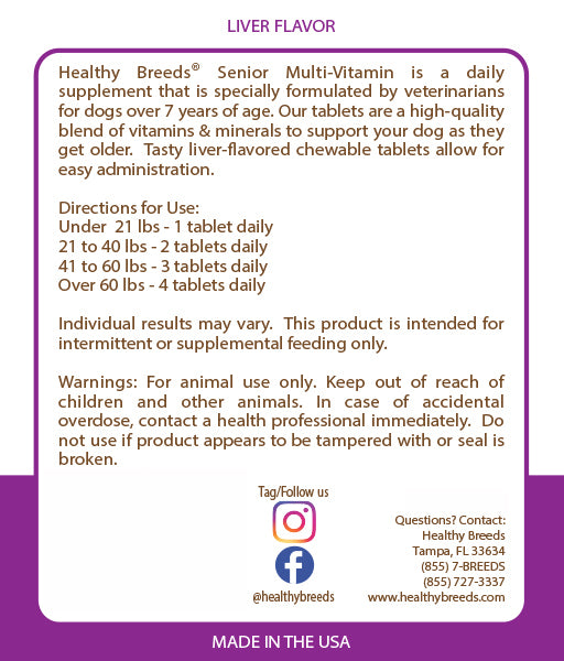 Shih Tzu Senior Dog Multivitamin Tablets 60 Count – Healthy Breeds