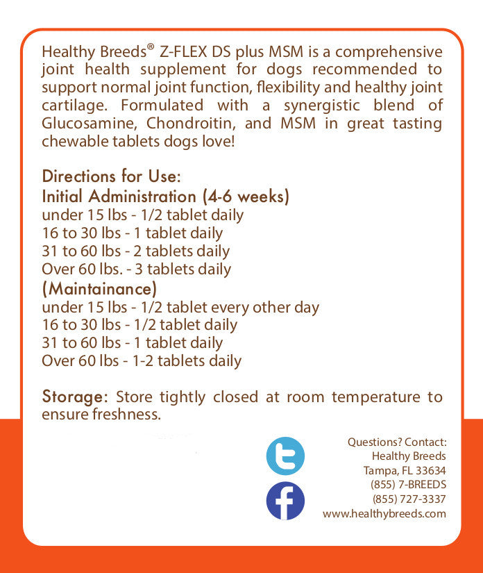 Belgian Malinois Z-FlexDS plus MSM Chewable Tablets 60 Count
