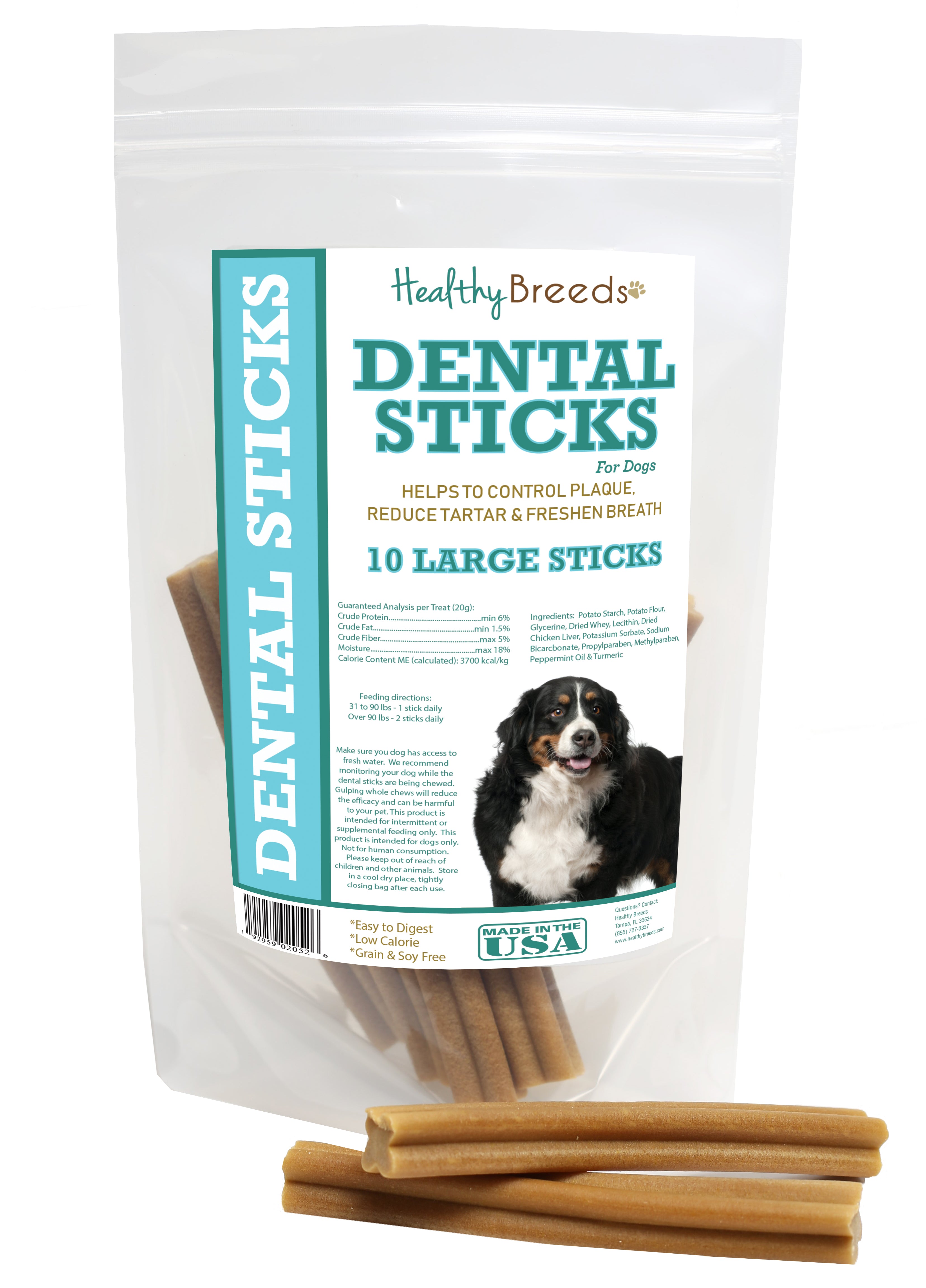 Bernese Mountain Dog Dental Sticks Large 10 Count
