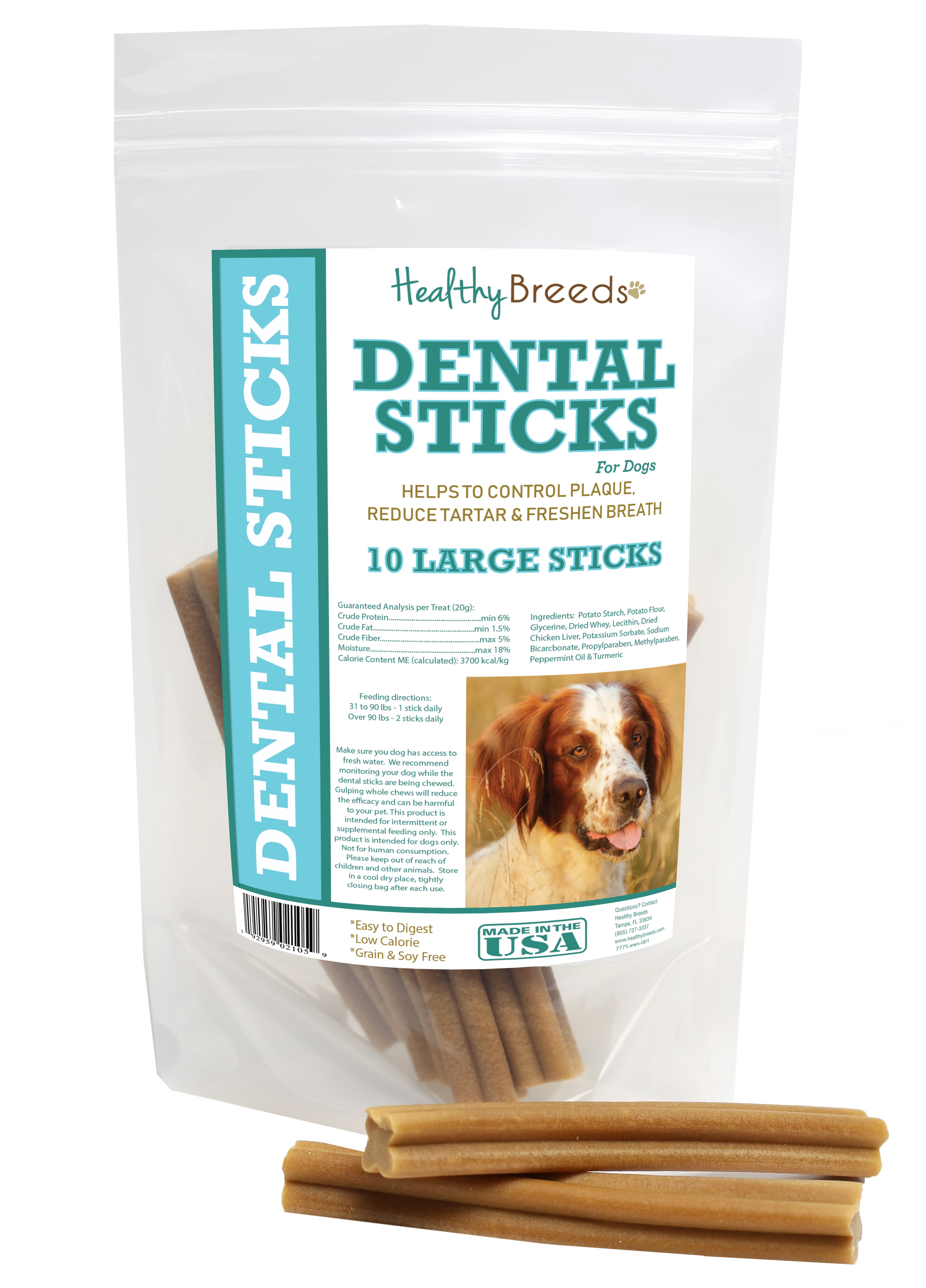 Irish Red and White Setter Dental Sticks Large 10 Count