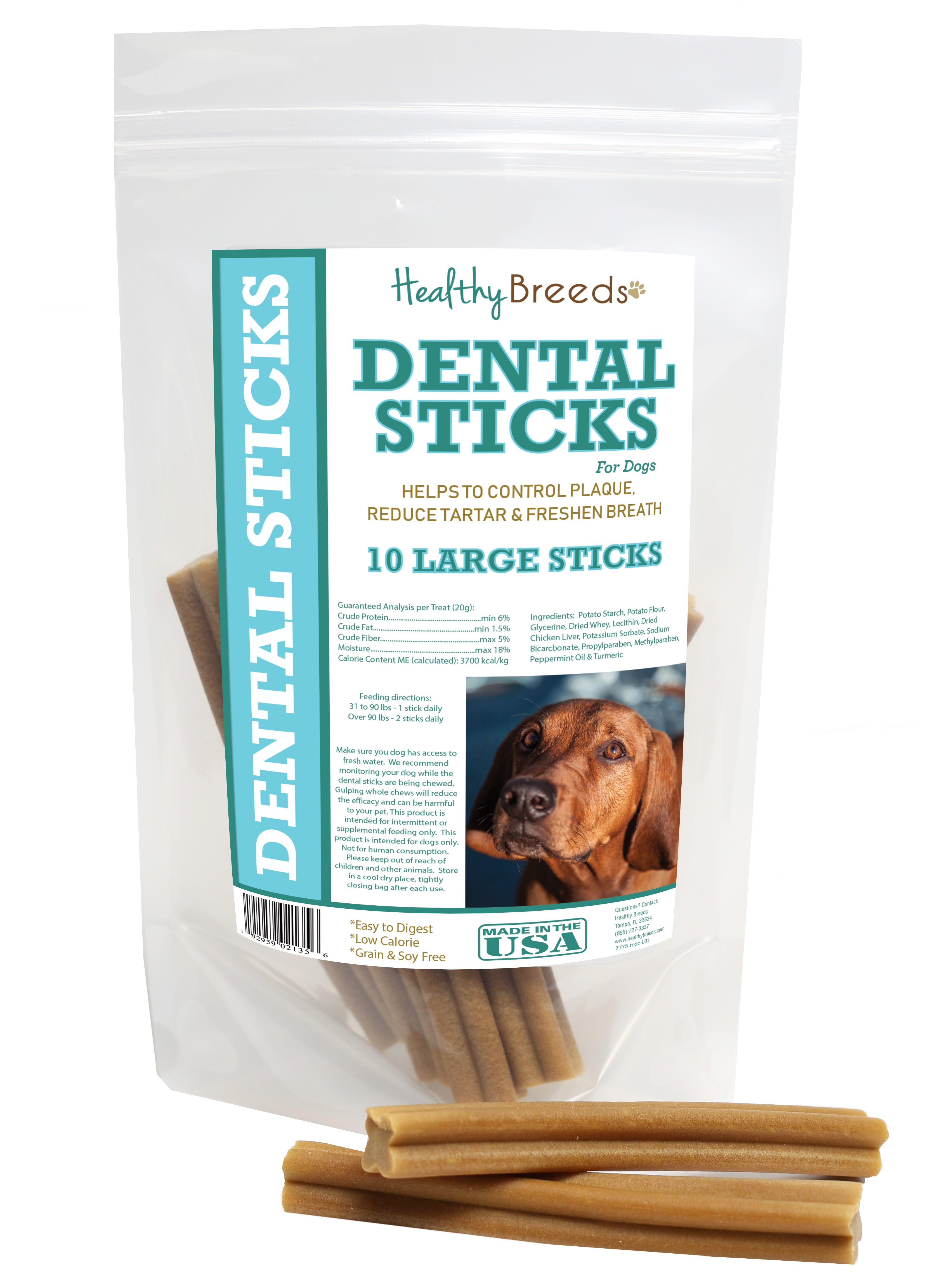 Redbone Coonhound Dental Sticks Large 10 Count