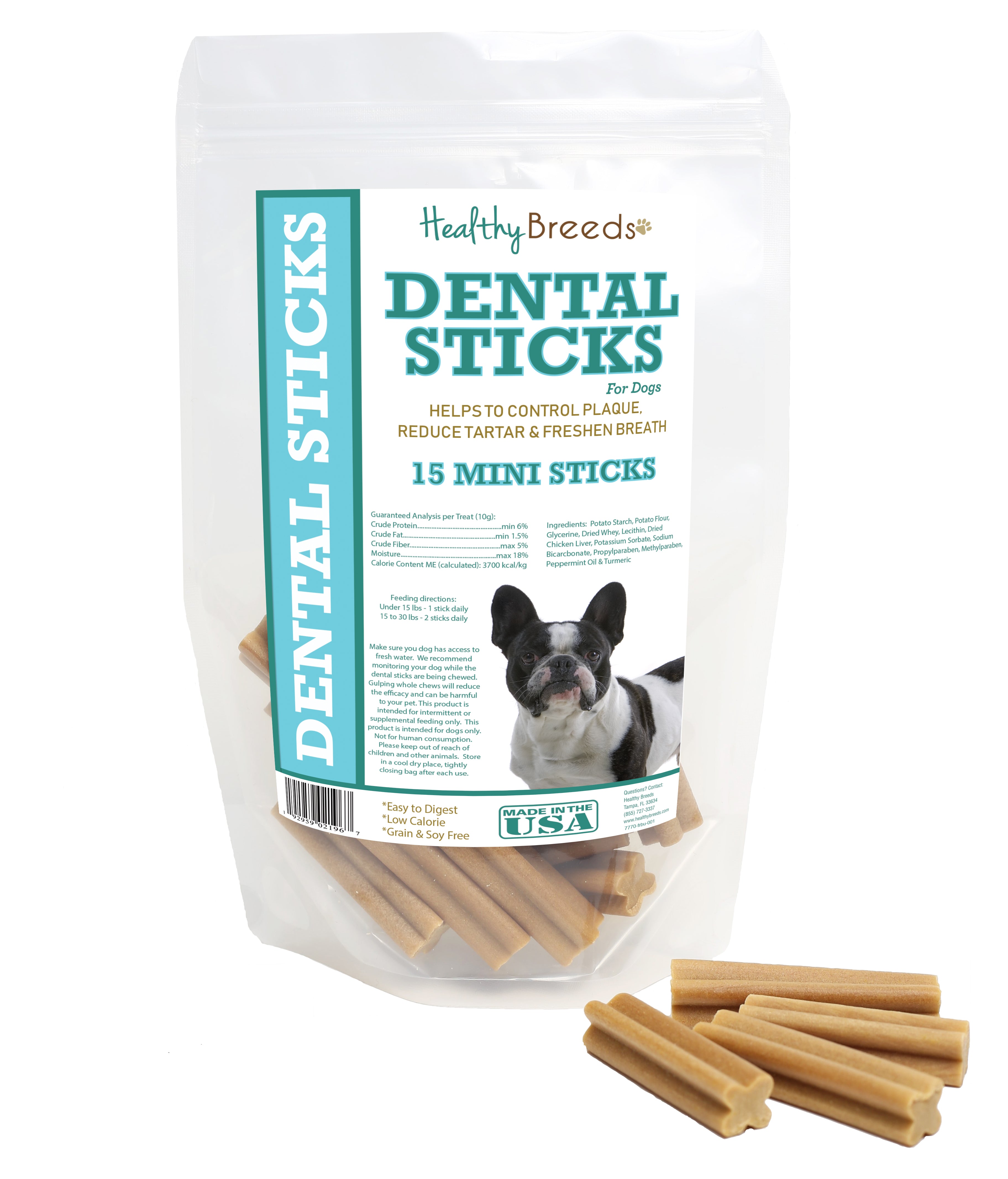 French Bulldog Dental Sticks Minis 15 Count