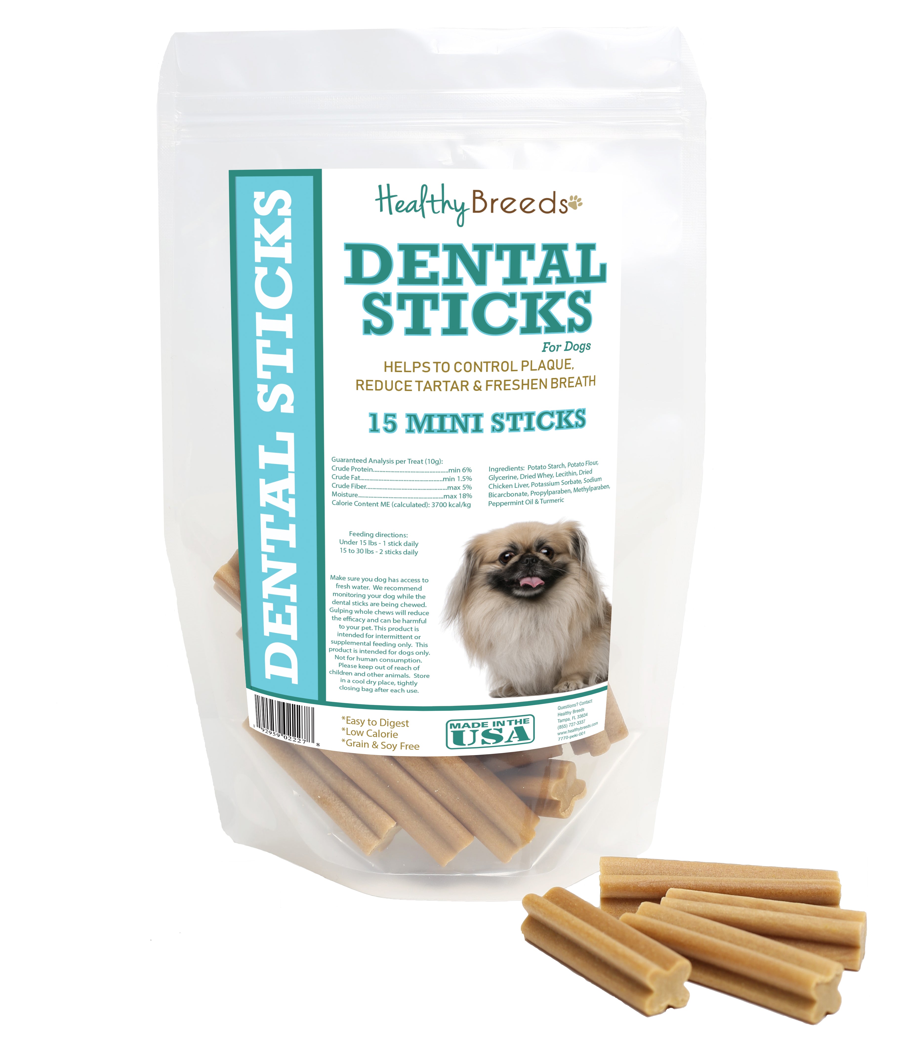 Pekingese Dental Sticks Minis 15 Count