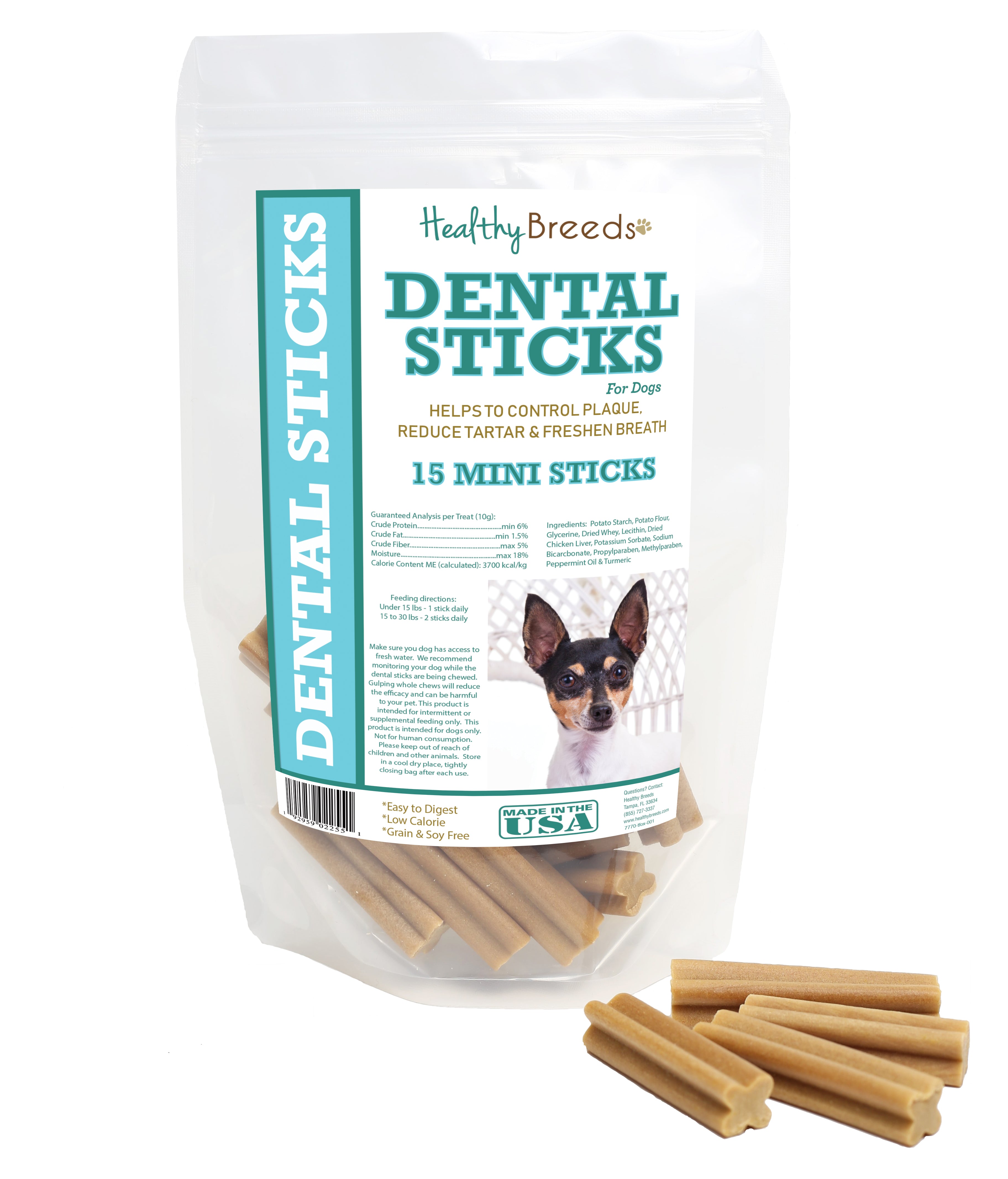 Toy Fox Terrier Dental Sticks Minis 15 Count