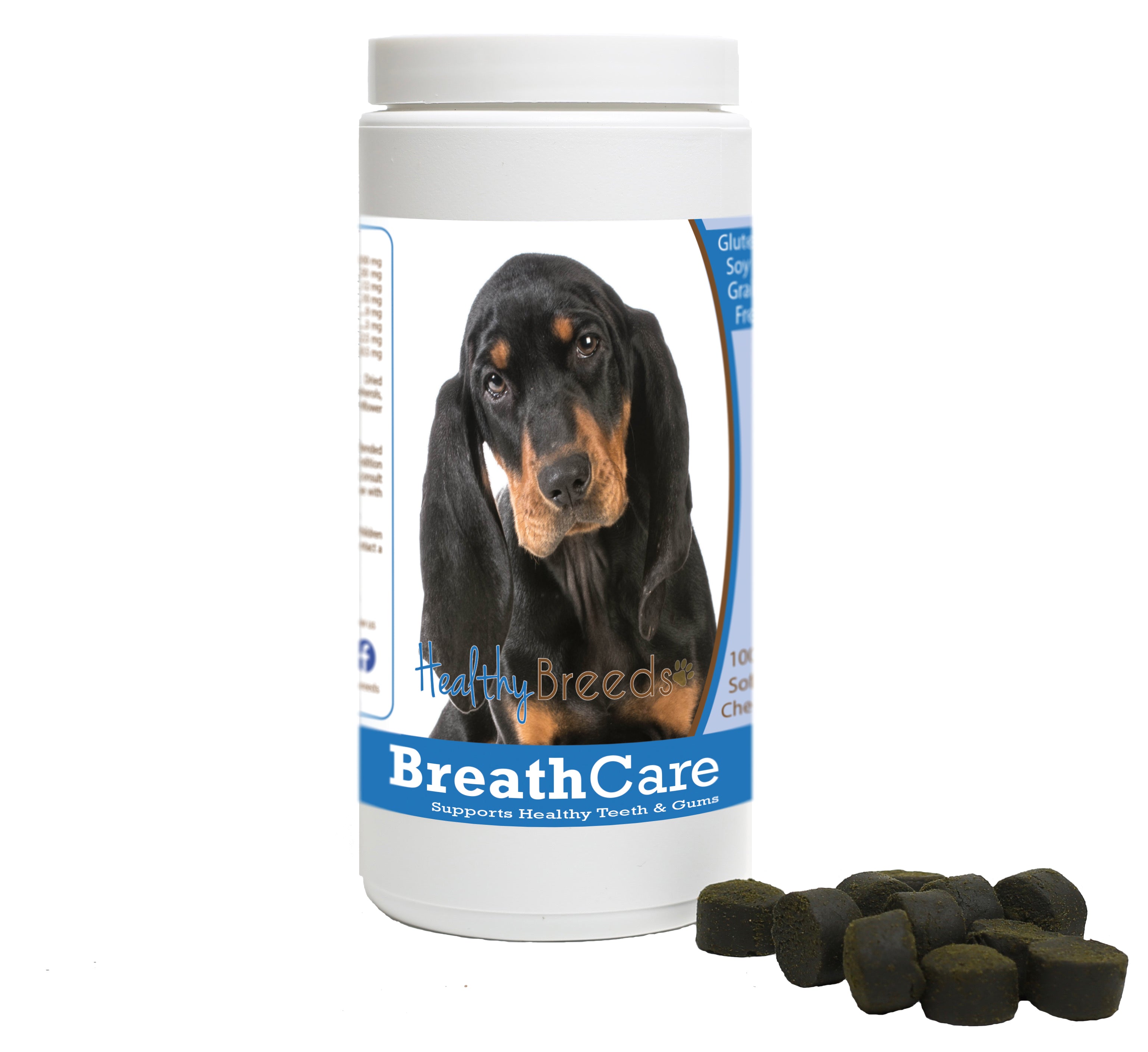 Black and Tan Coonhound Breath Care Soft Chews for Dogs 100 Count