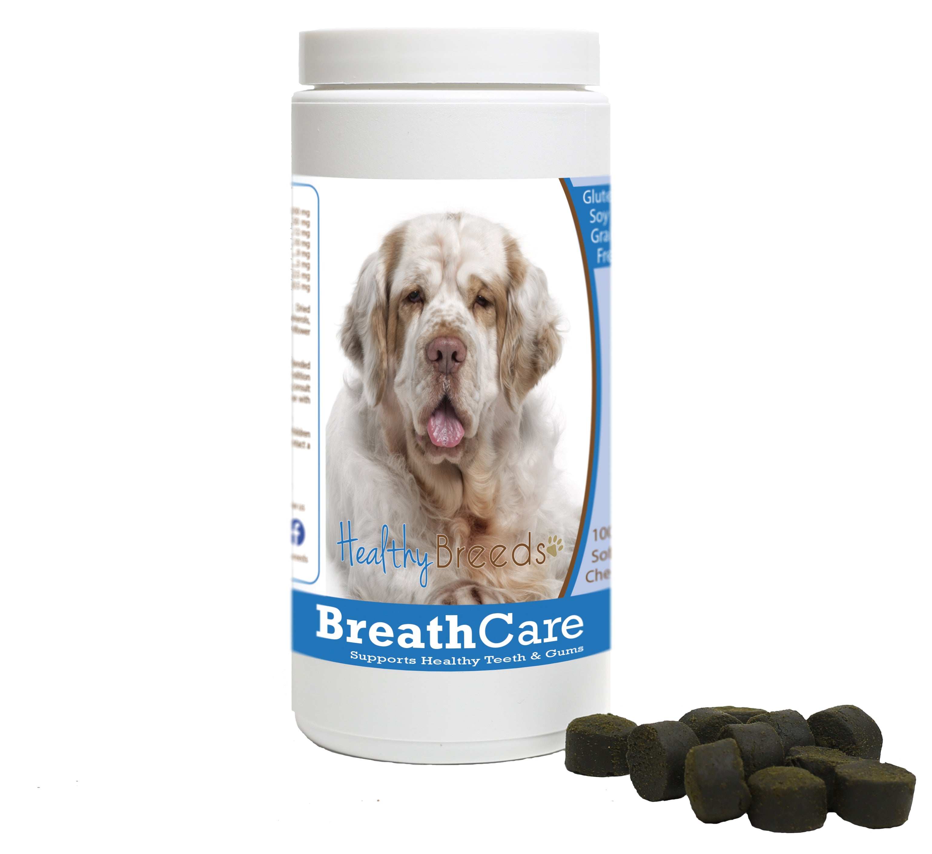 Clumber Spaniel Breath Care Soft Chews for Dogs 100 Count