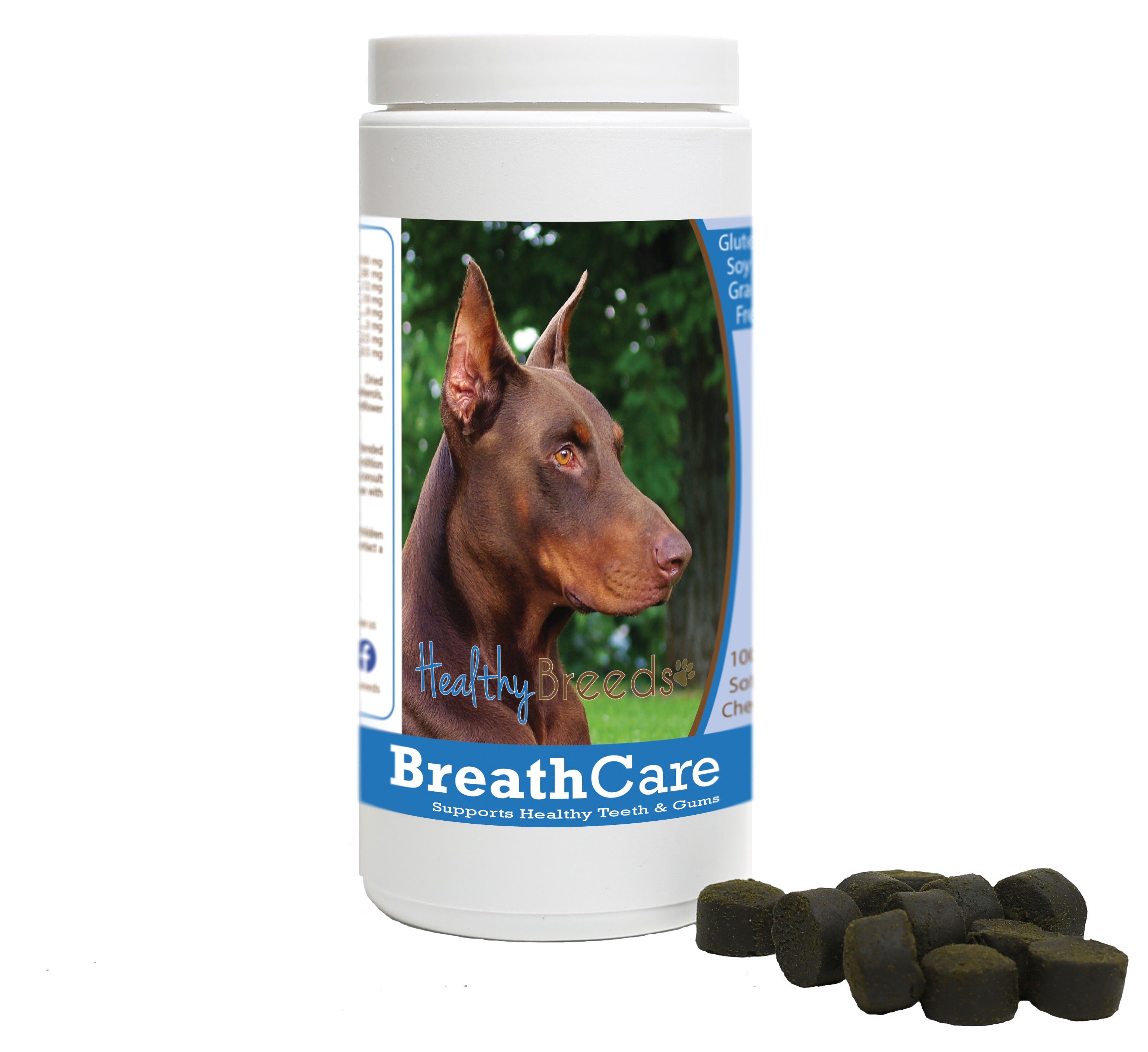 Doberman Pinscher Breath Care Soft Chews for Dogs 100 Count