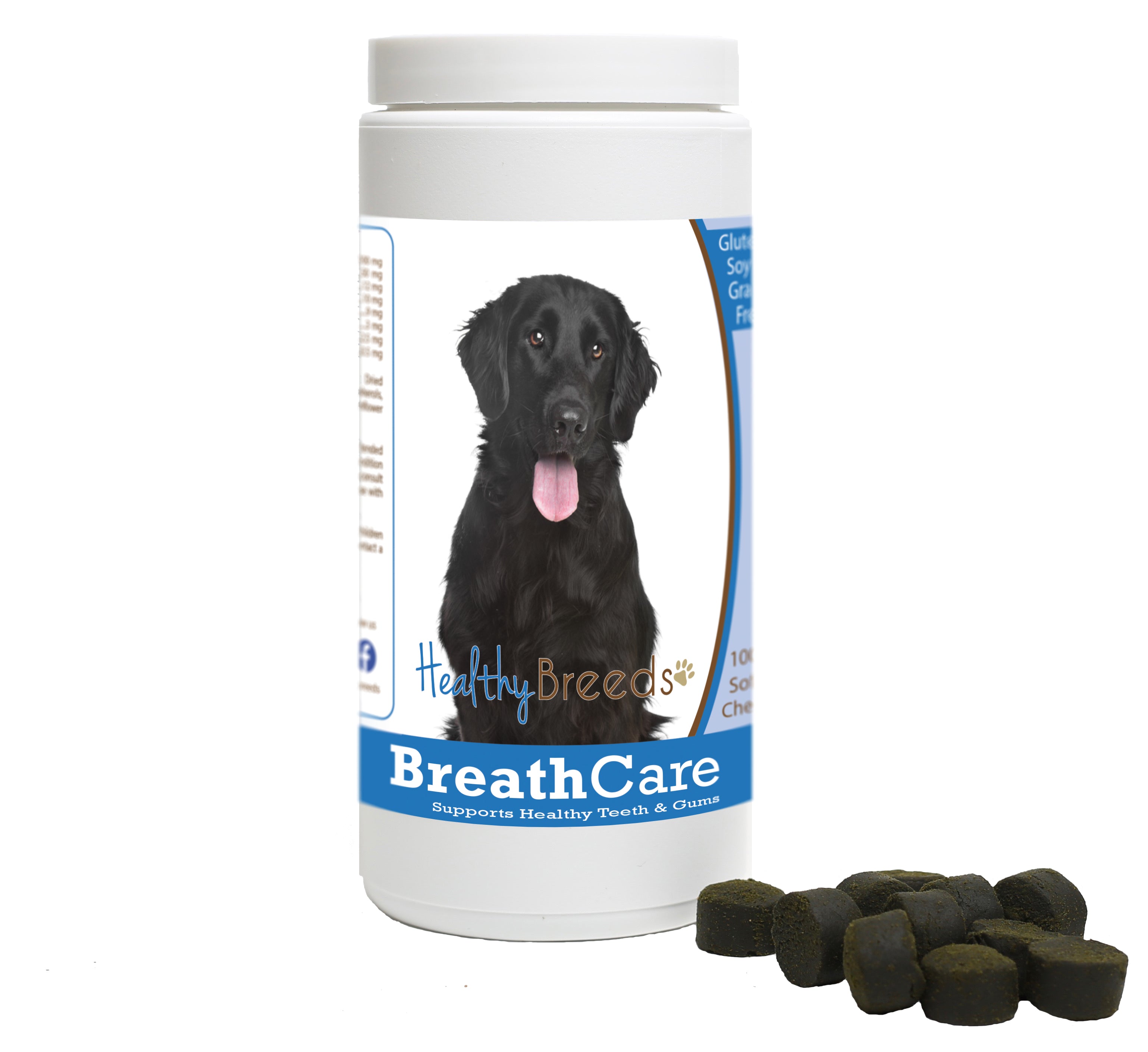 Flat Coated Retriever Breath Care Soft Chews for Dogs 100 Count
