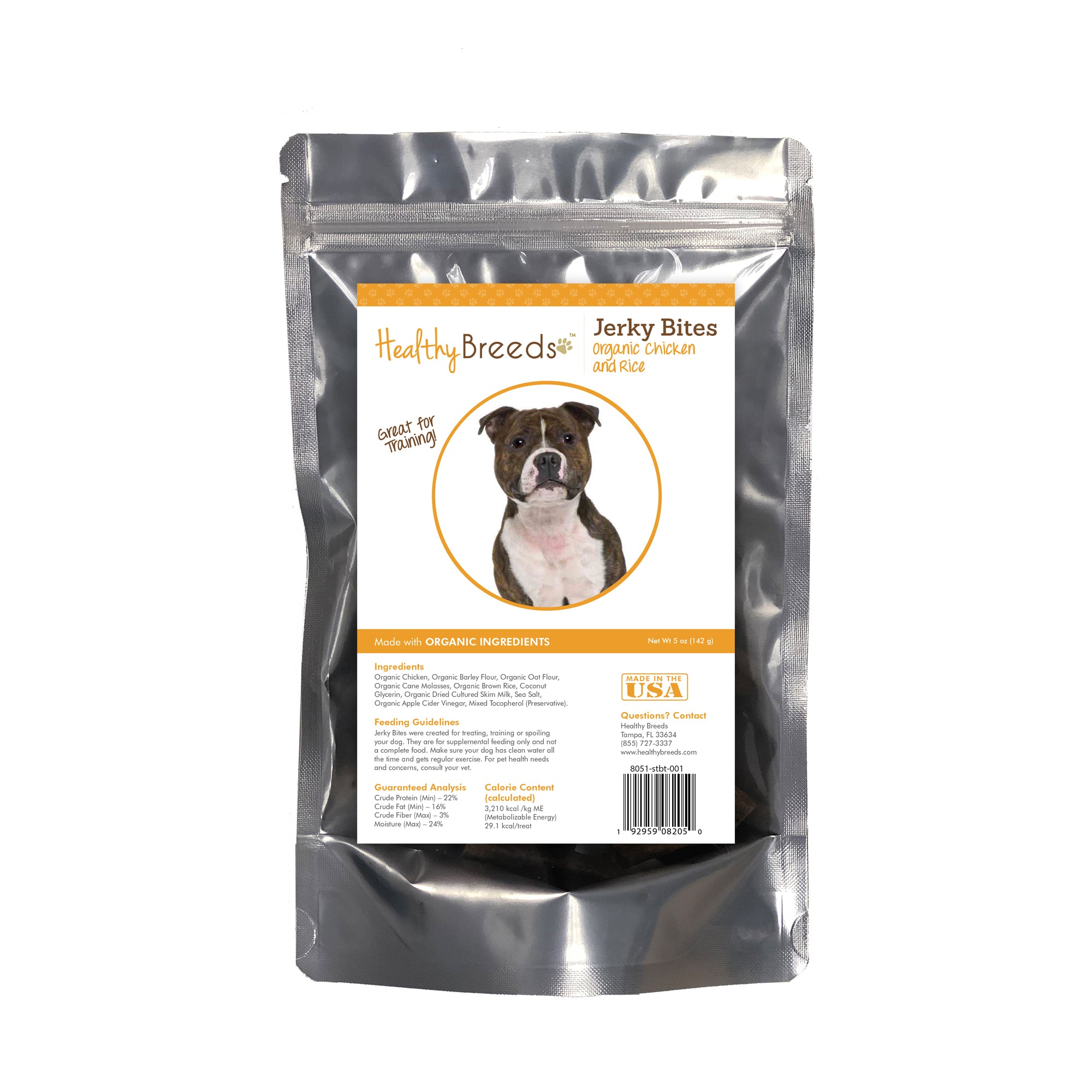 Staffordshire Bull Terrier Jerky Bites Chicken & Rice Recipe Dog Treats 5 oz