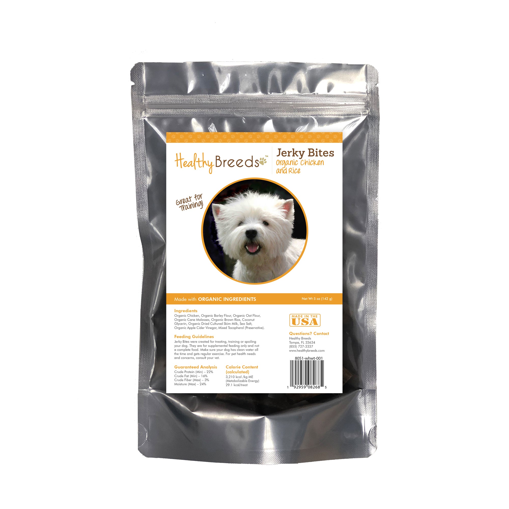 West Highland White Terrier Jerky Bites Chicken & Rice Recipe Dog Treats 5 oz