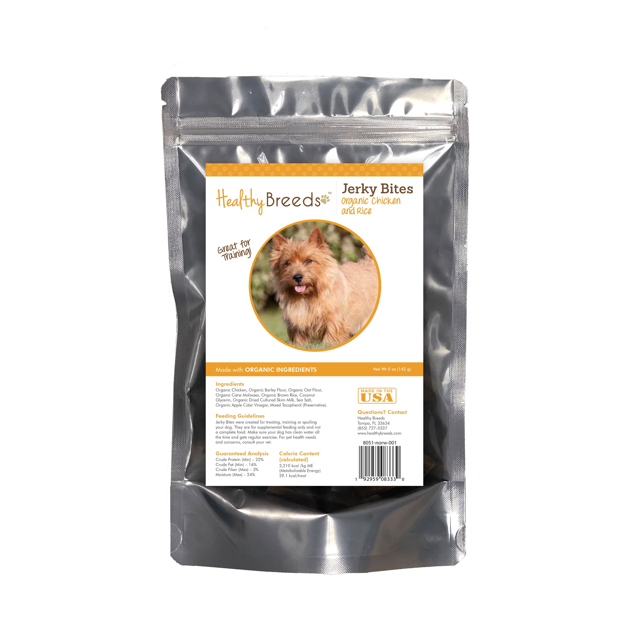 Norwich Terrier Jerky Bites Chicken & Rice Recipe Dog Treats 5 oz