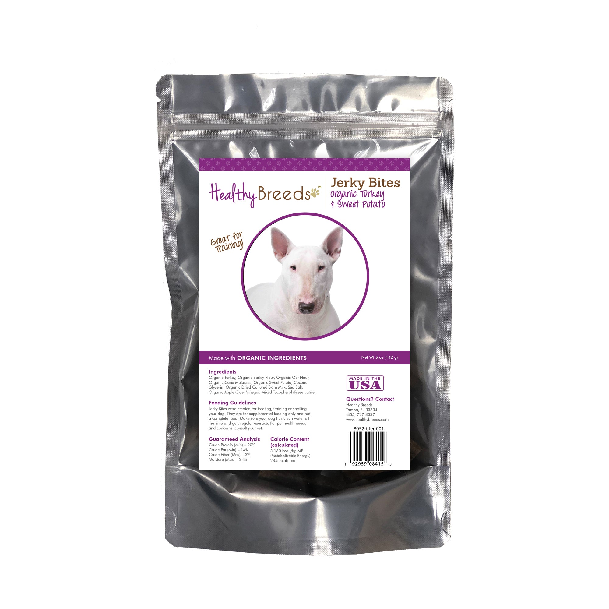 Bull Terrier Jerky Bites Turkey & Sweet Potato Recipe Dog Treats 5 oz