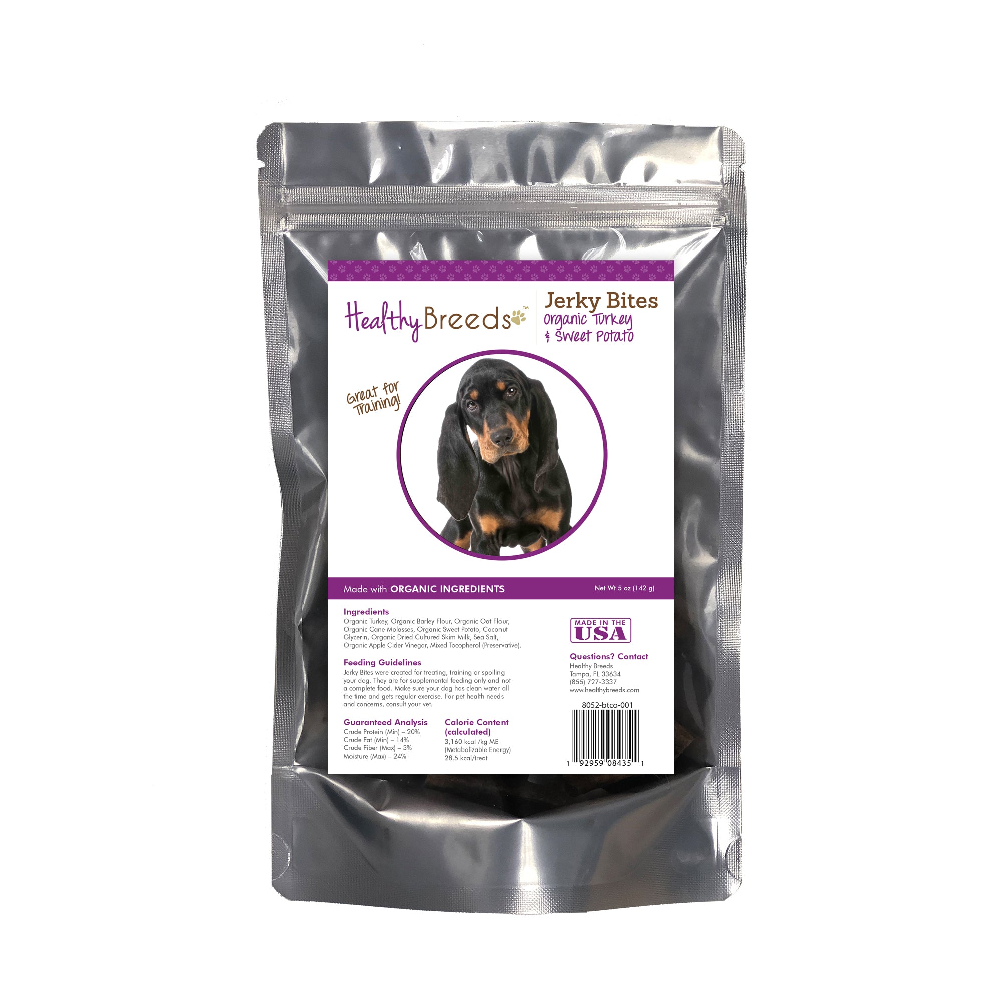 Black and Tan Coonhound Jerky Bites Turkey & Sweet Potato Recipe Dog Treats 5 oz