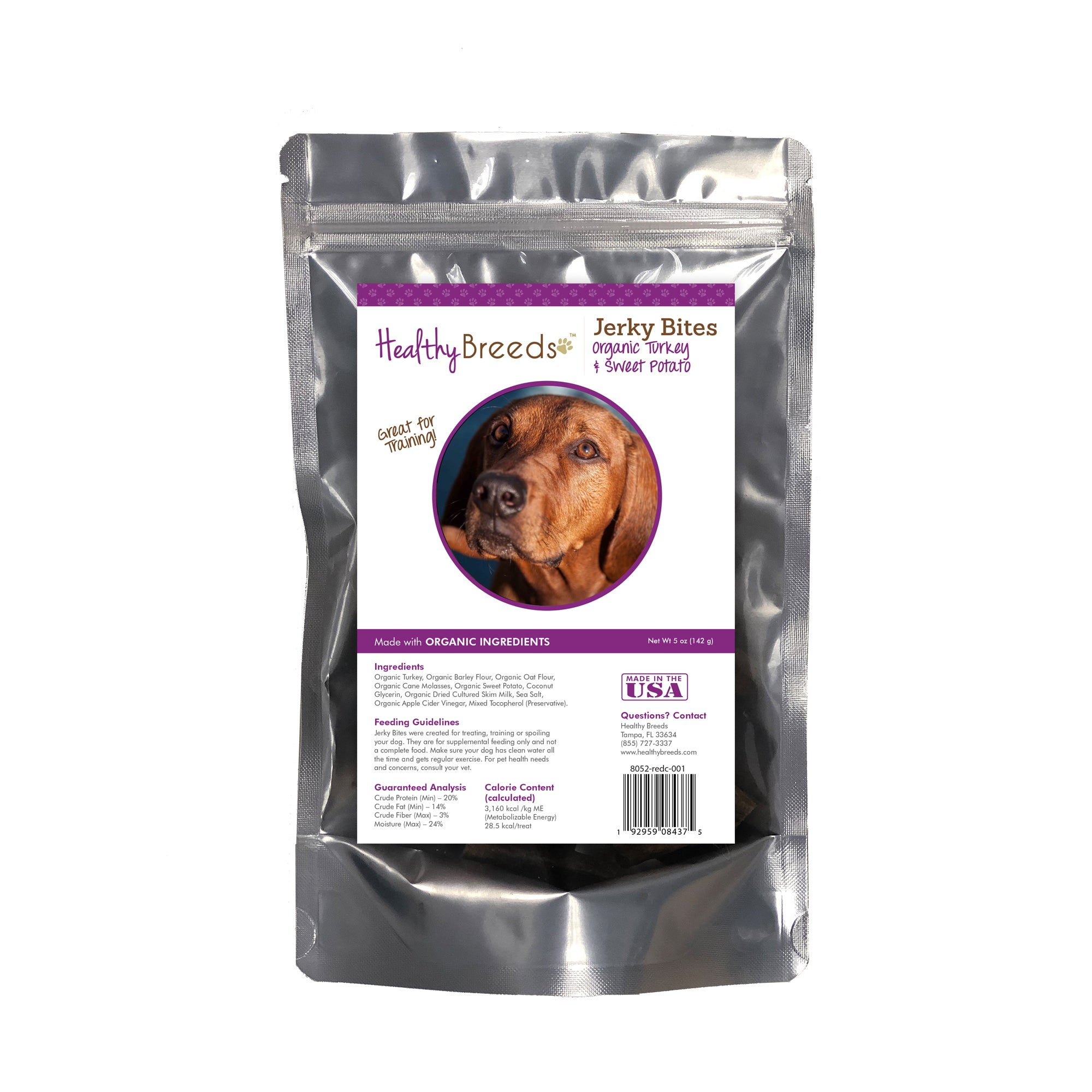 Redbone Coonhound Jerky Bites Turkey & Sweet Potato Recipe Dog Treats 5 oz