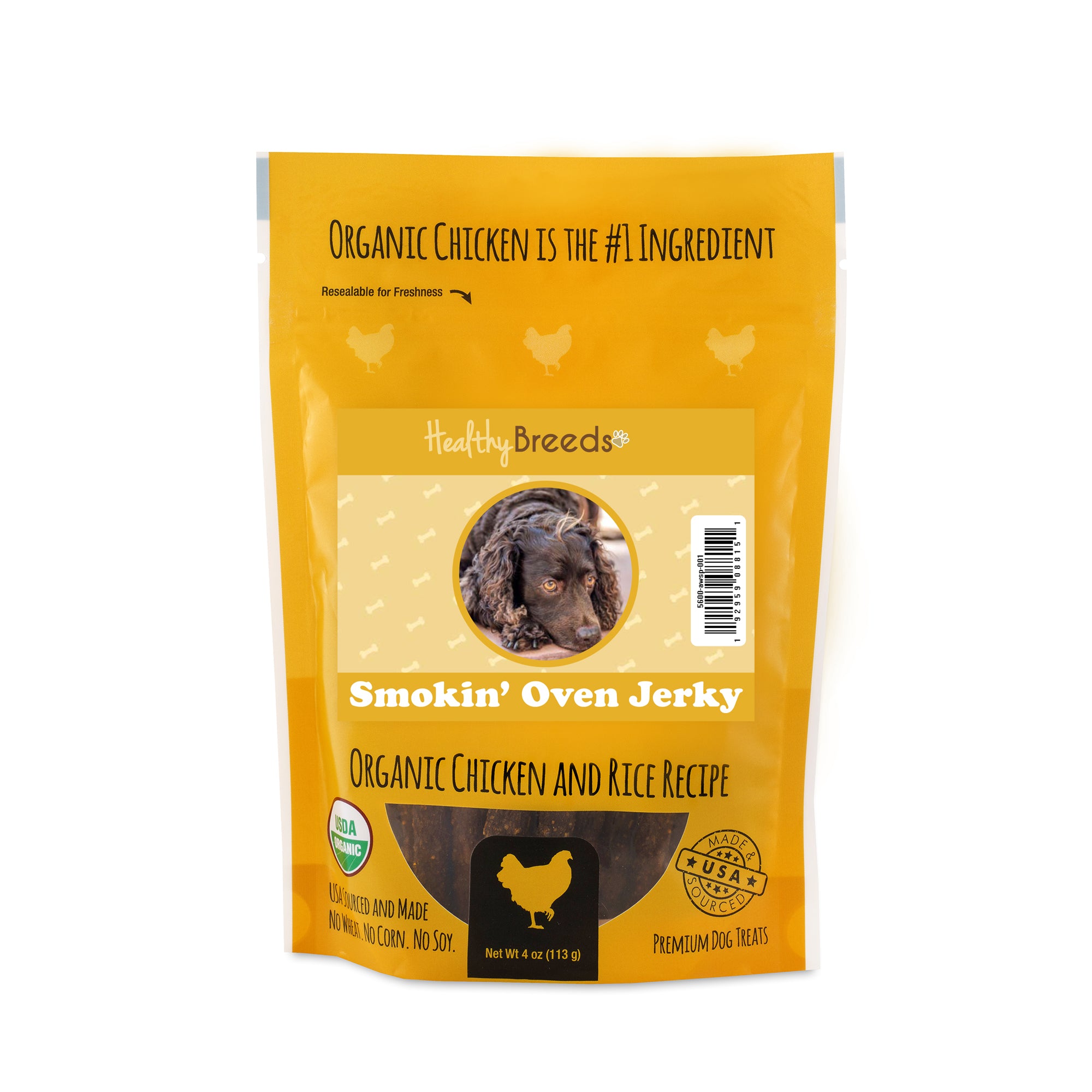 American Water Spaniel Smokin' Oven Organic Chicken & Rice Recipe Jerky Dog Treats 4 o