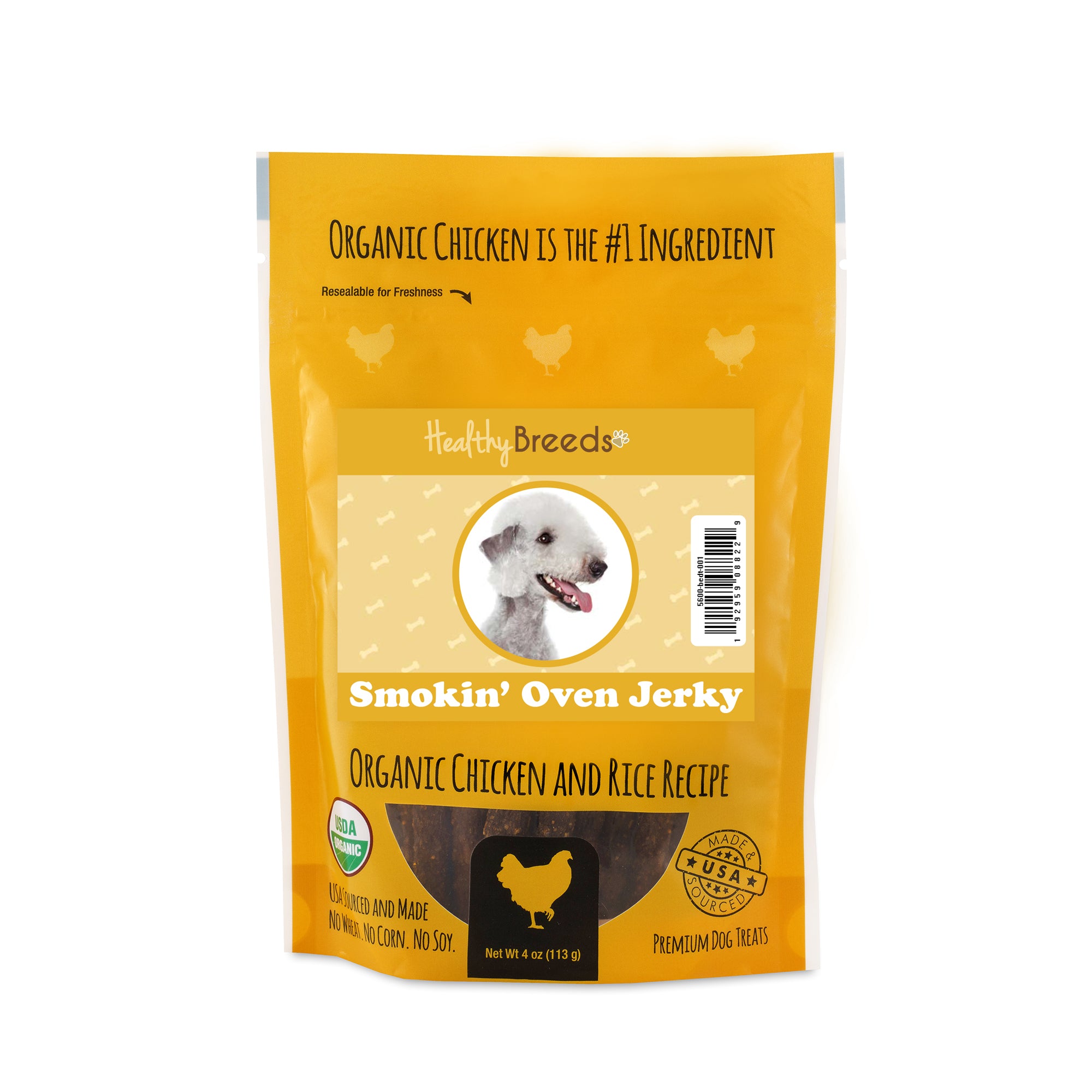 Bedlington Terrier Smokin' Oven Organic Chicken & Rice Recipe Jerky Dog Treats 4 oz