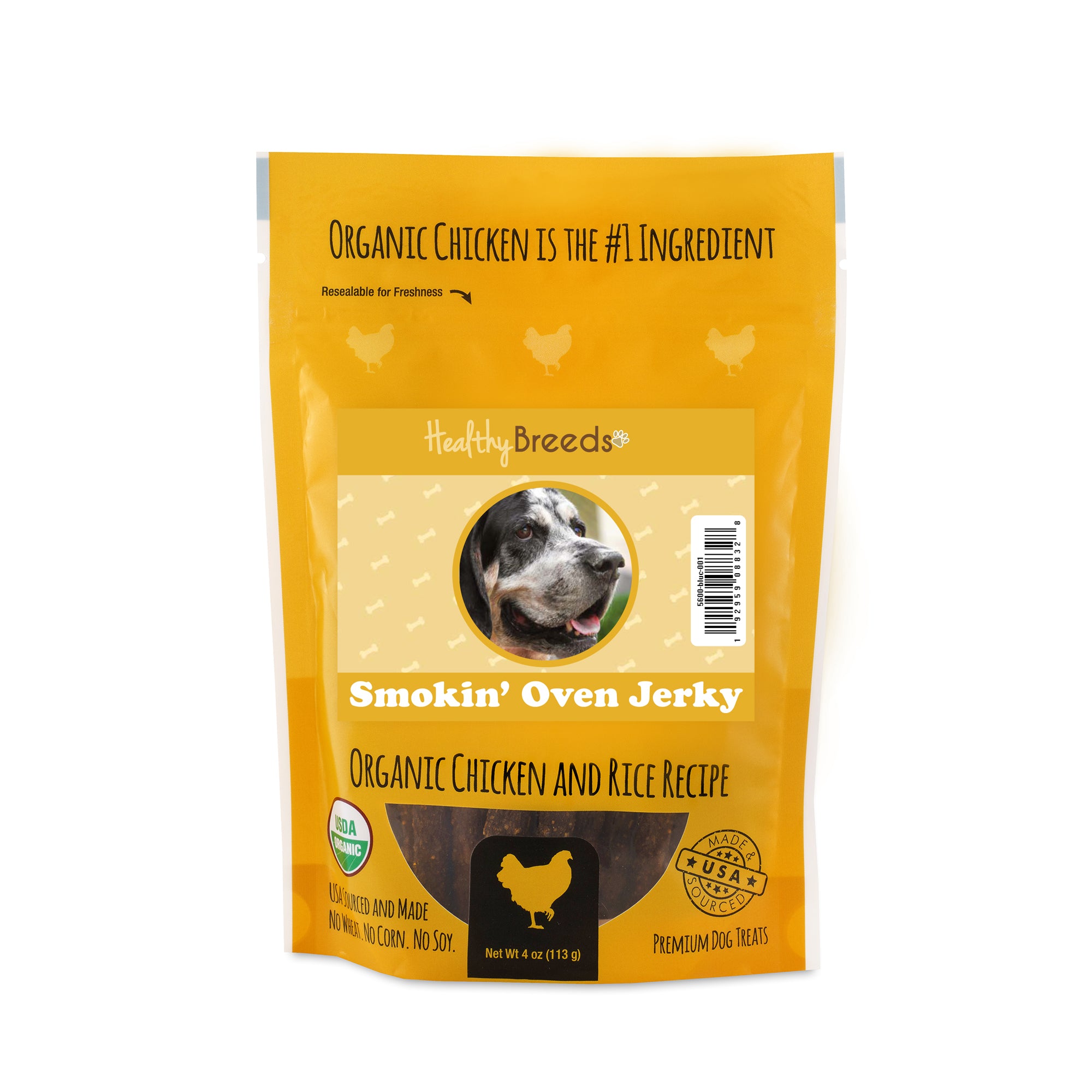 Bluetick Coonhound Smokin' Oven Organic Chicken & Rice Recipe Jerky Dog Treats 4 oz