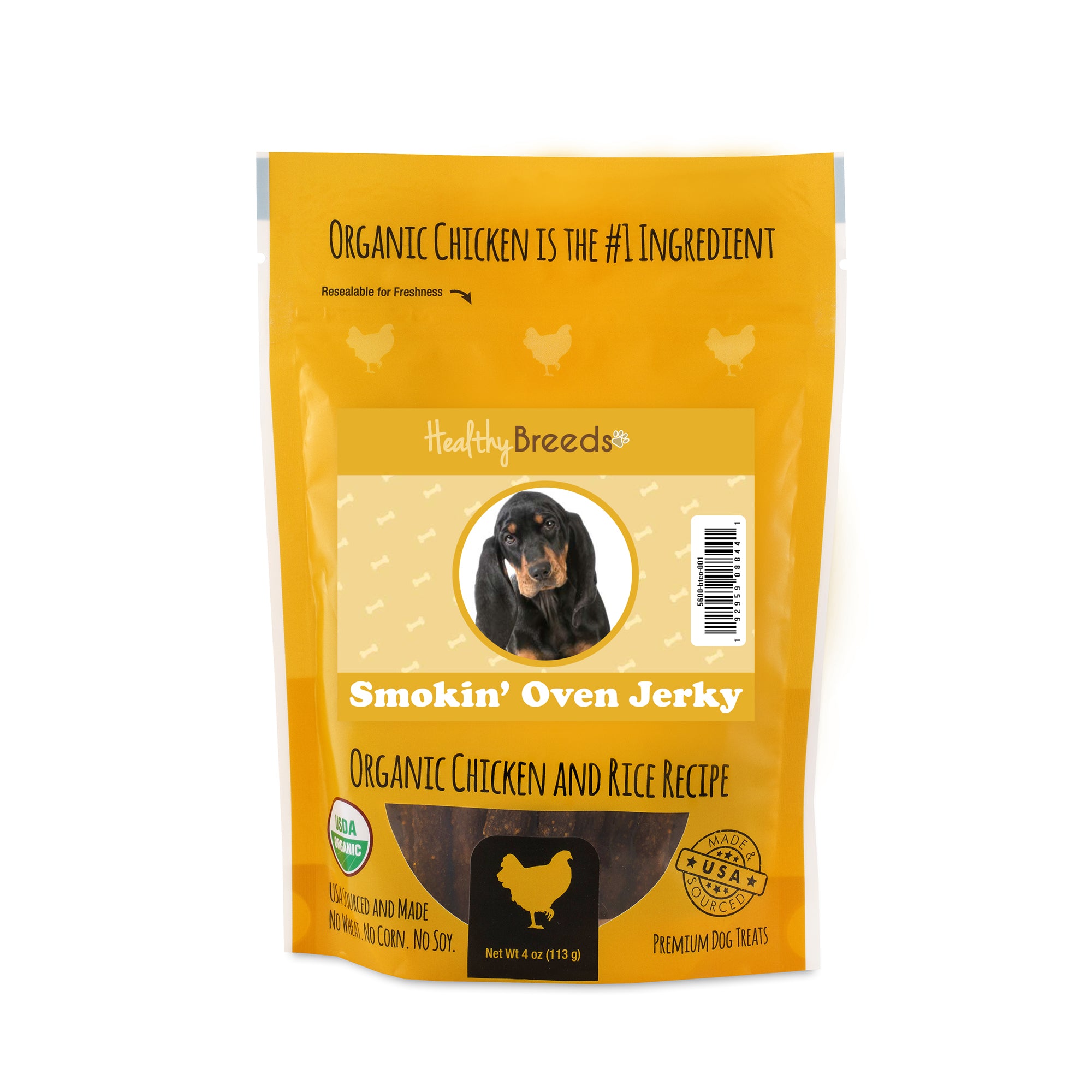 Black and Tan Coonhound Smokin' Oven Organic Chicken & Rice Recipe Jerky Dog Treats 4