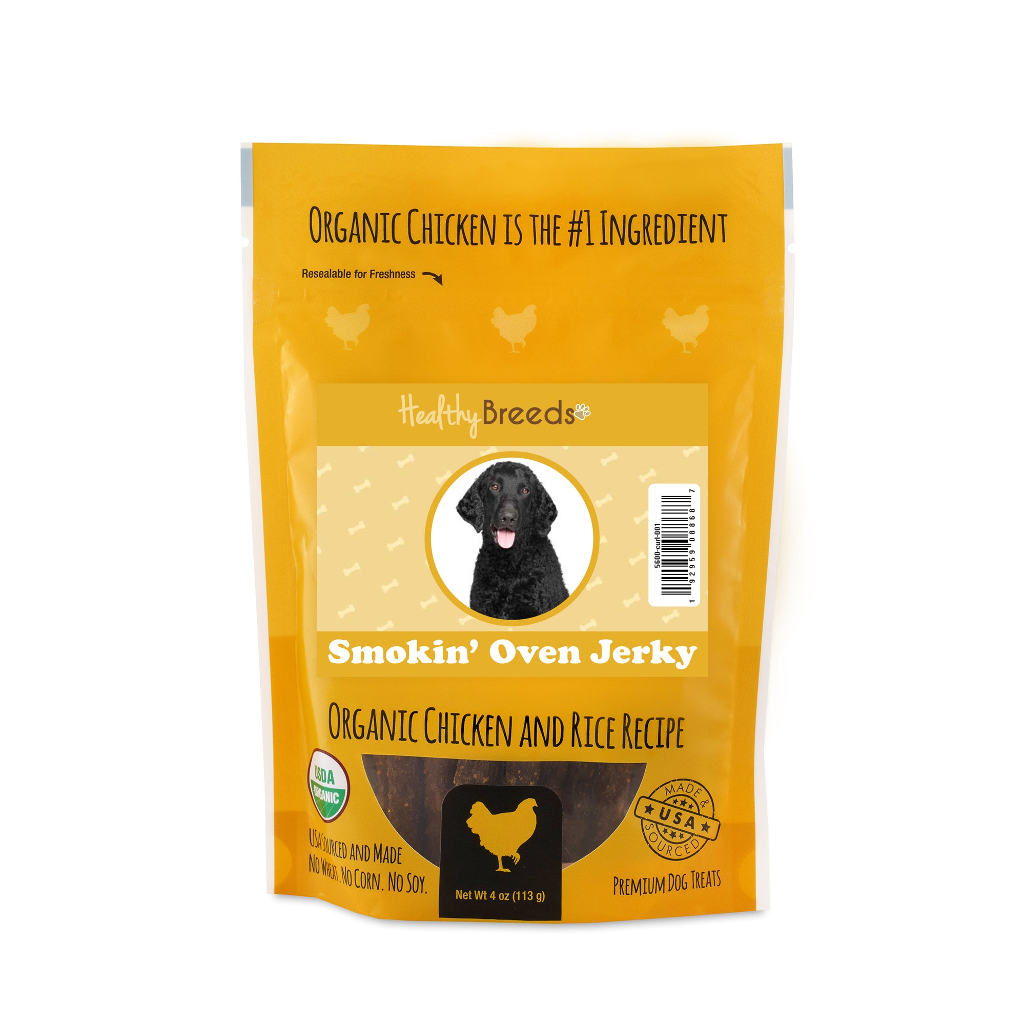Curly-Coated Retriever Smokin' Oven Organic Chicken & Rice Recipe Jerky Dog Treats 4 o