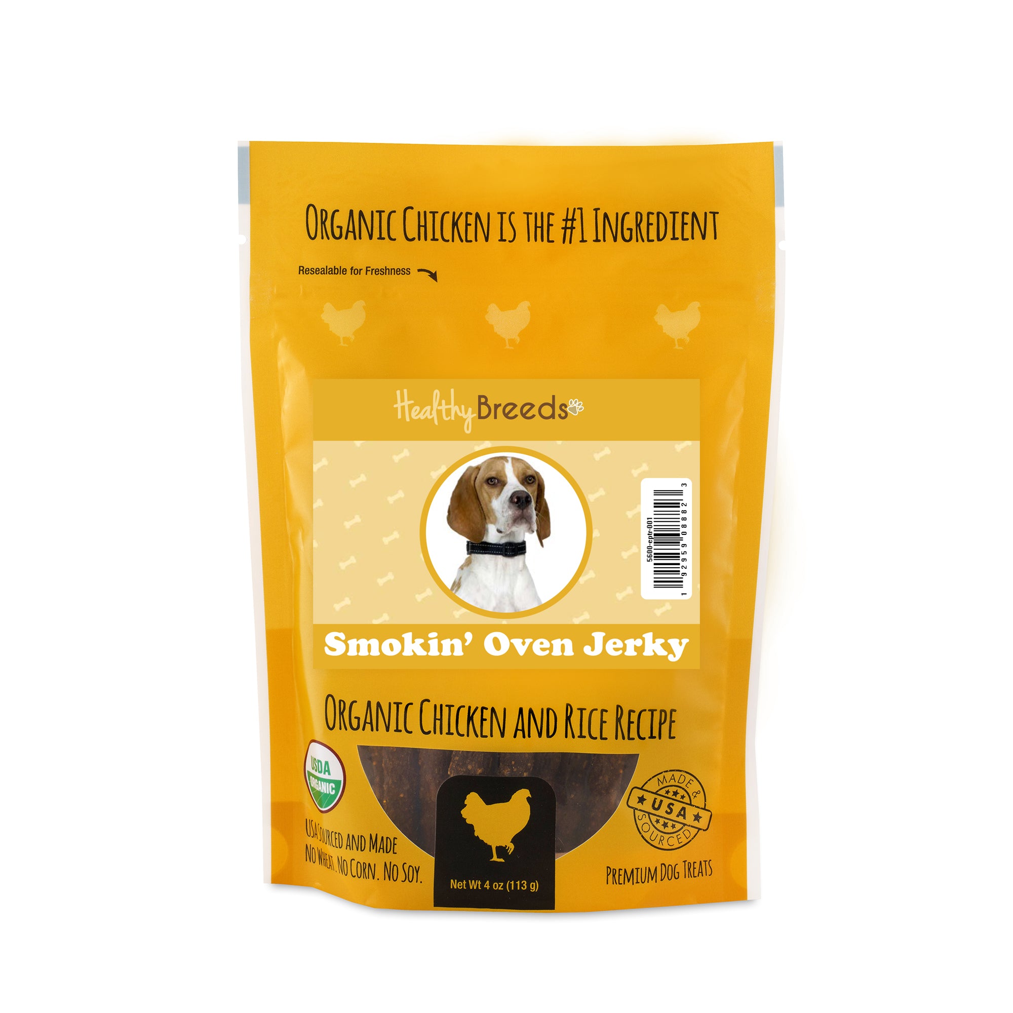 English Pointer Smokin' Oven Organic Chicken & Rice Recipe Jerky Dog Treats 4 oz