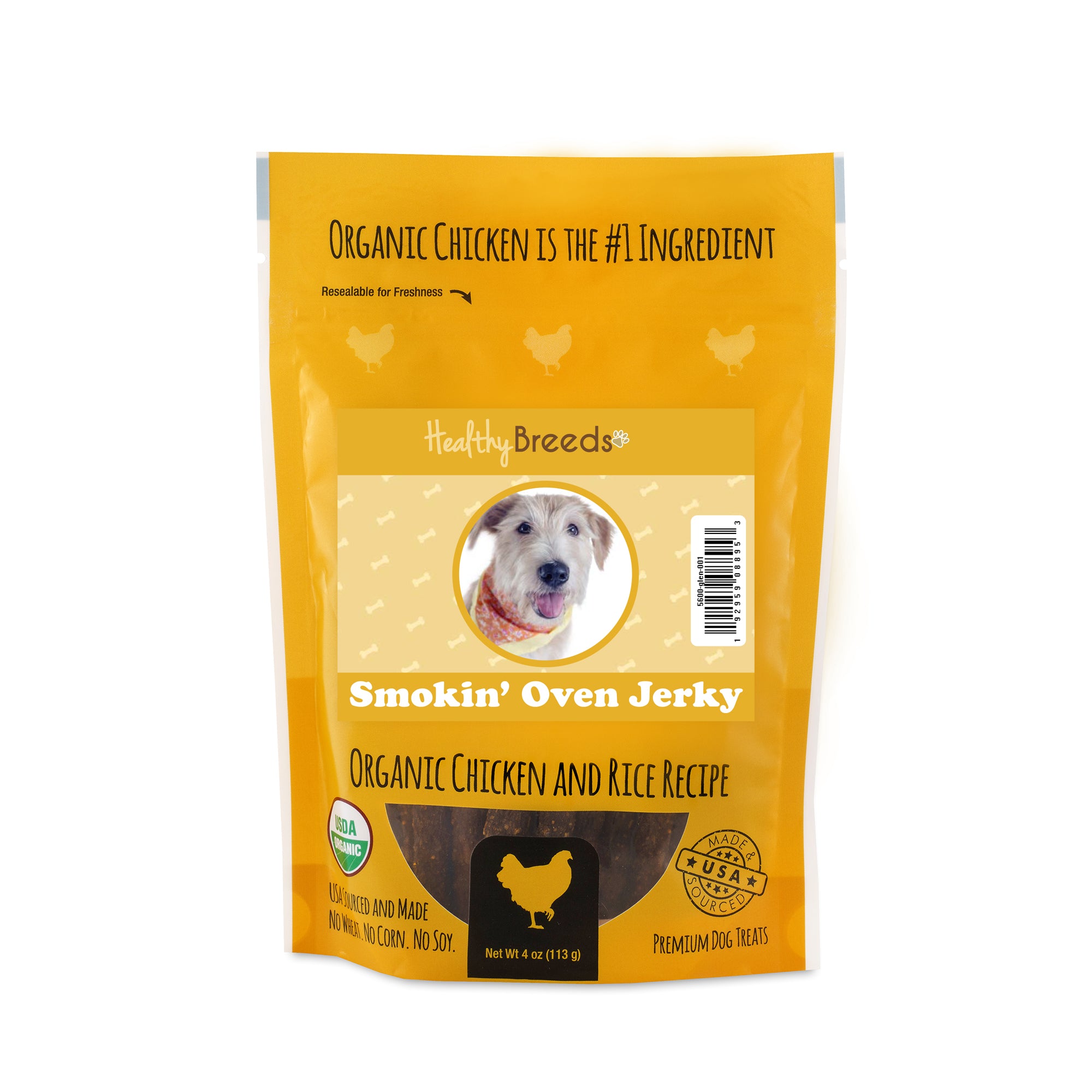 Glen of Imaal Terrier Smokin' Oven Organic Chicken & Rice Recipe Jerky Dog Treats 4 oz