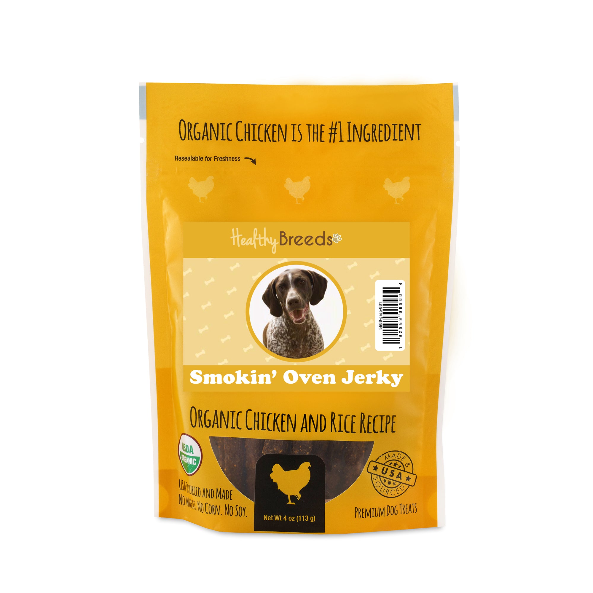 German Shorthaired Pointer Smokin' Oven Organic Chicken & Rice Recipe Jerky Dog Treats
