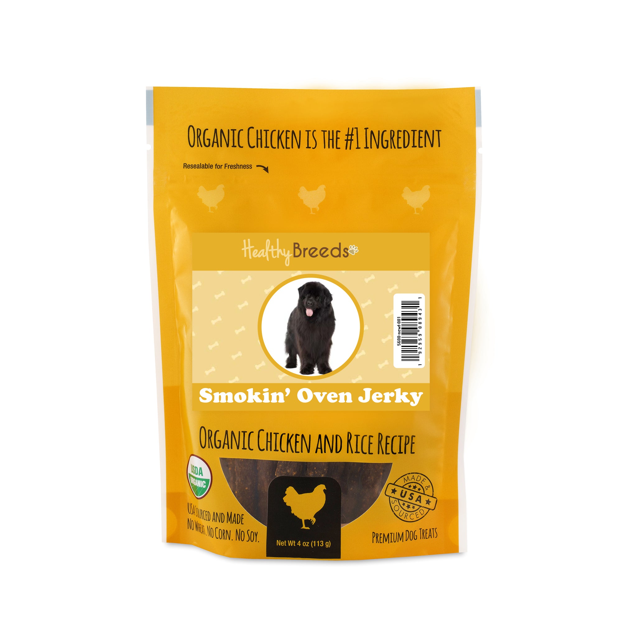 Newfoundland Smokin' Oven Organic Chicken & Rice Recipe Jerky Dog Treats 4 oz