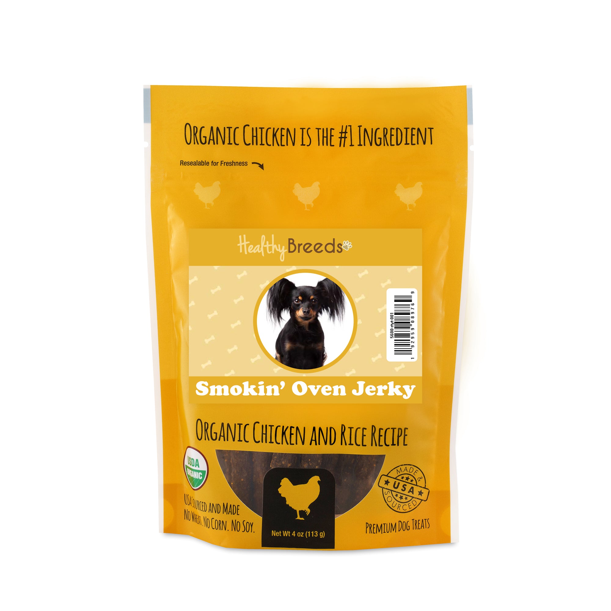 Russian Toy Terrier Smokin' Oven Organic Chicken & Rice Recipe Jerky Dog Treats 4 oz