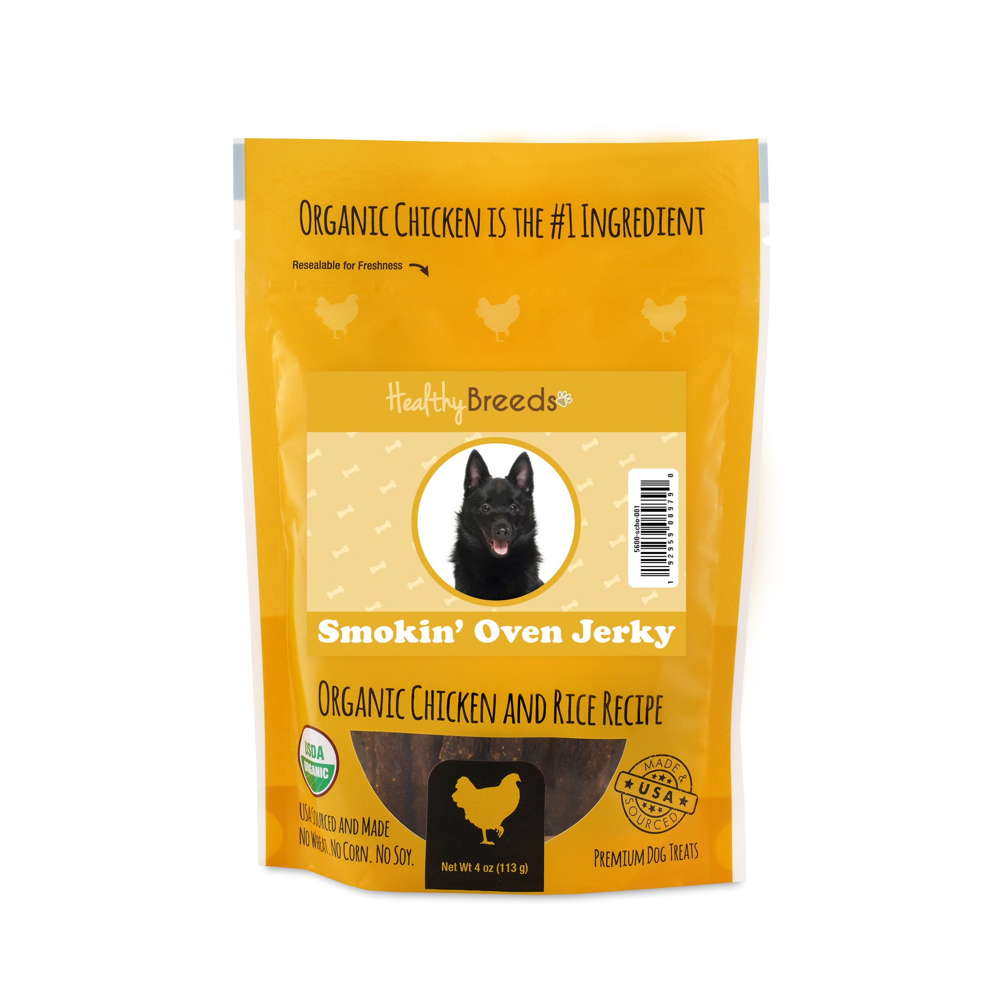 Schipperke Smokin' Oven Organic Chicken & Rice Recipe Jerky Dog Treats 4 oz