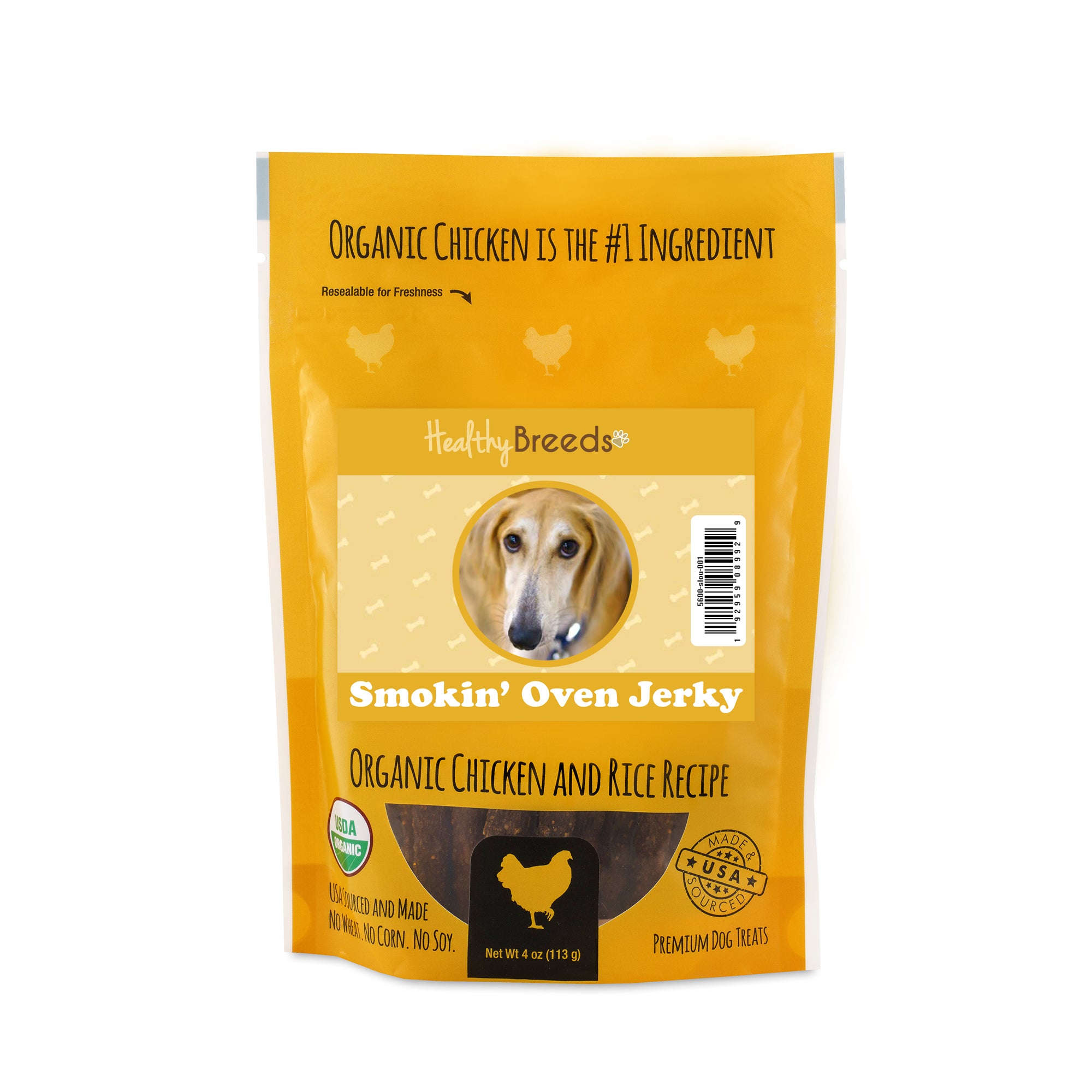 Sloughi Smokin' Oven Organic Chicken & Rice Recipe Jerky Dog Treats 4 oz