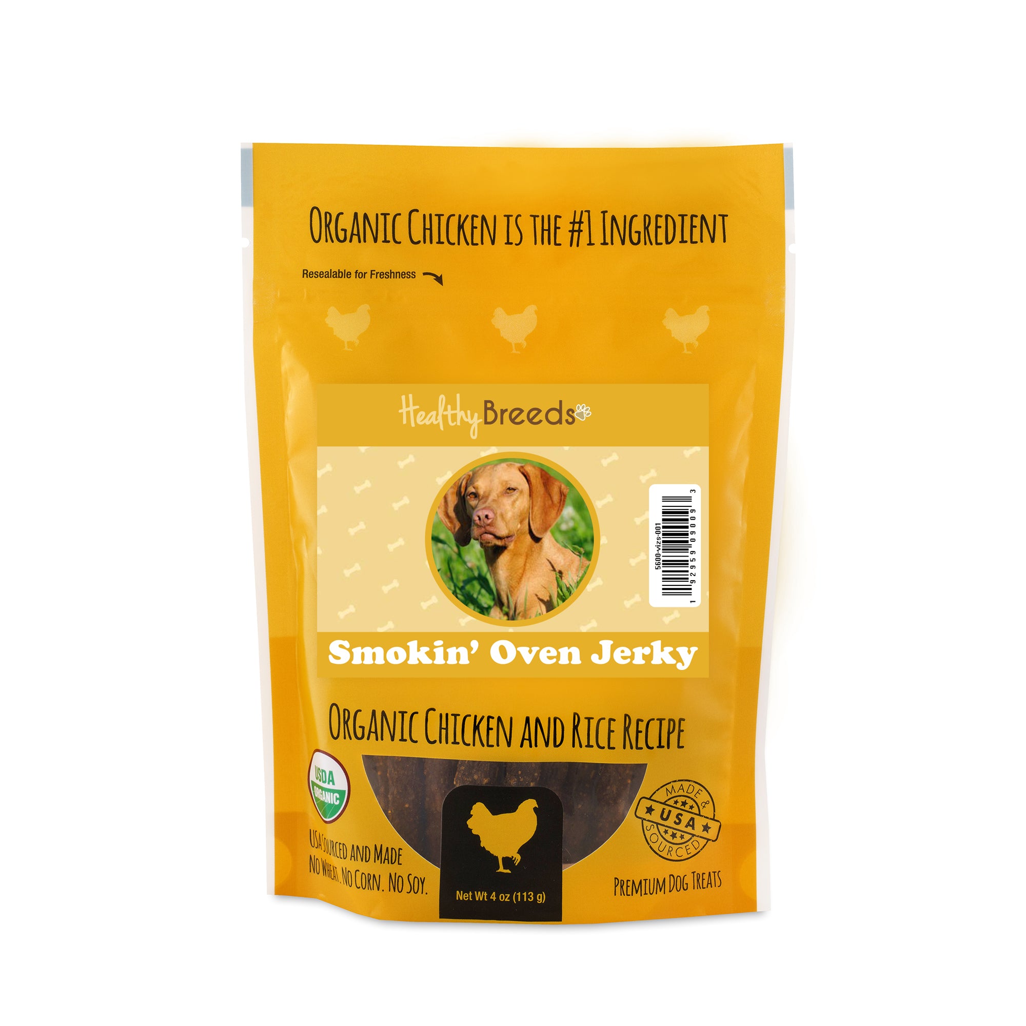 Vizsla Smokin' Oven Organic Chicken & Rice Recipe Jerky Dog Treats 4 oz