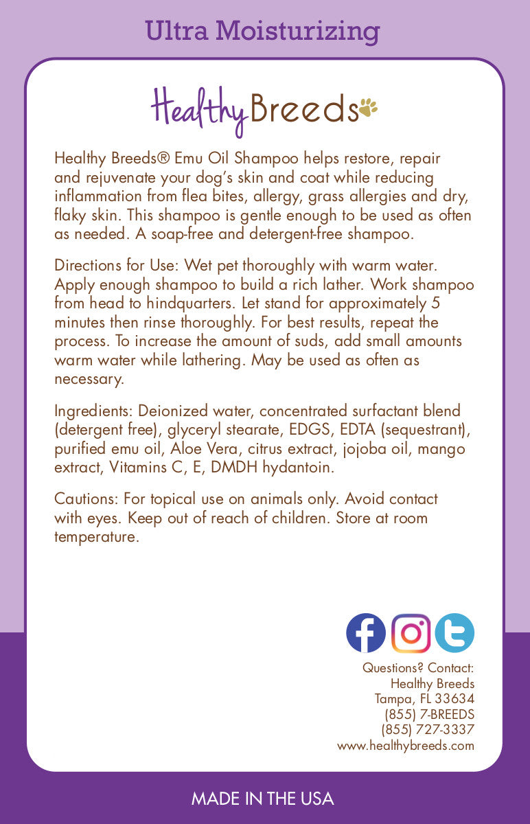 Irish Wolfhound Emu Oil Shampoo 8 oz Healthy Breeds