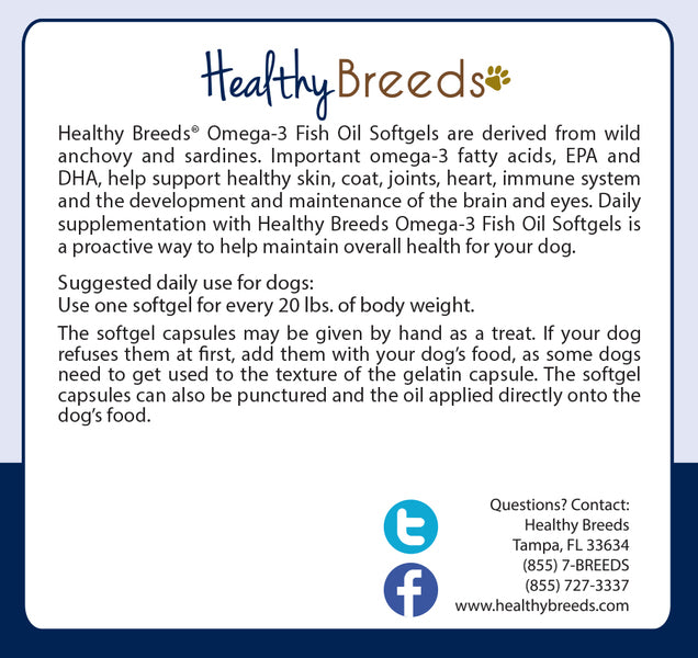Soft Coated Wheaten Terrier Omega-3 Fish Oil Softgels 180 Count