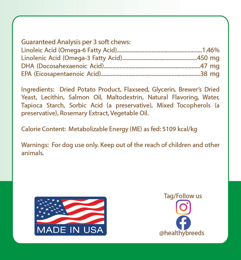 Norfolk Terrier Salmon Oil Soft Chews 120 Count Healthy Breeds