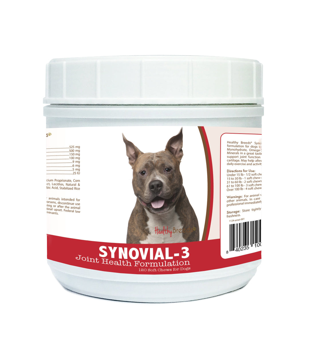 American Staffordshire Terrier Synovial-3 Joint Health Formulation Soft Chews 120 Coun