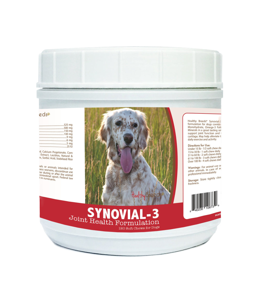 English Setter Synovial-3 Joint Health Formulation Soft Chews 120 Count