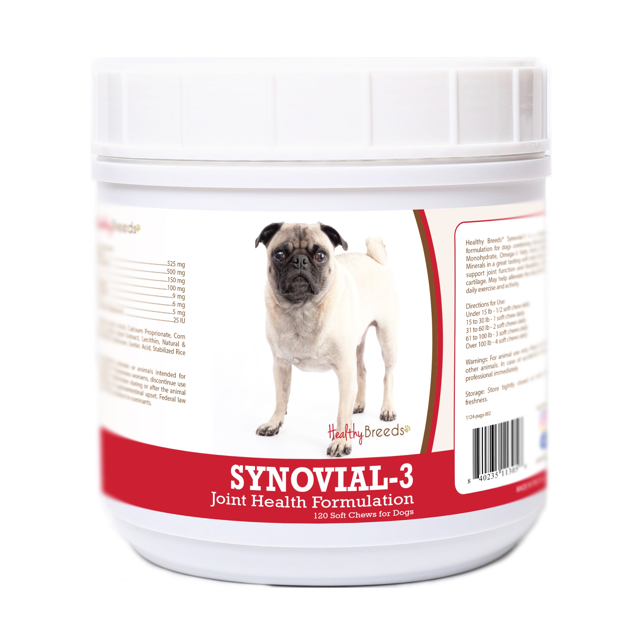 Pug Synovial-3 Joint Health Formulation Soft Chews 120 Count
