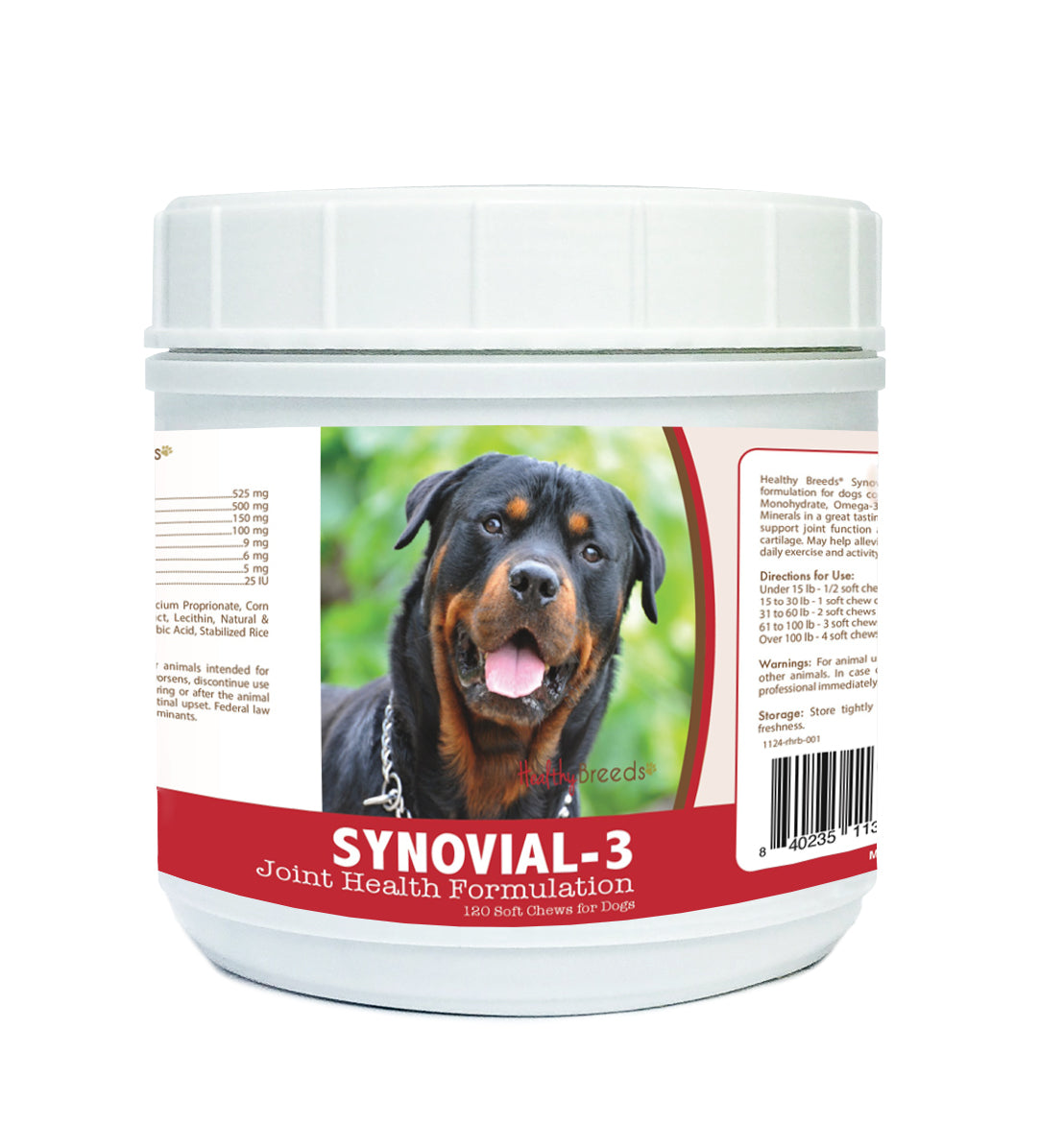 Rottweiler Synovial-3 Joint Health Formulation Soft Chews 120 Count