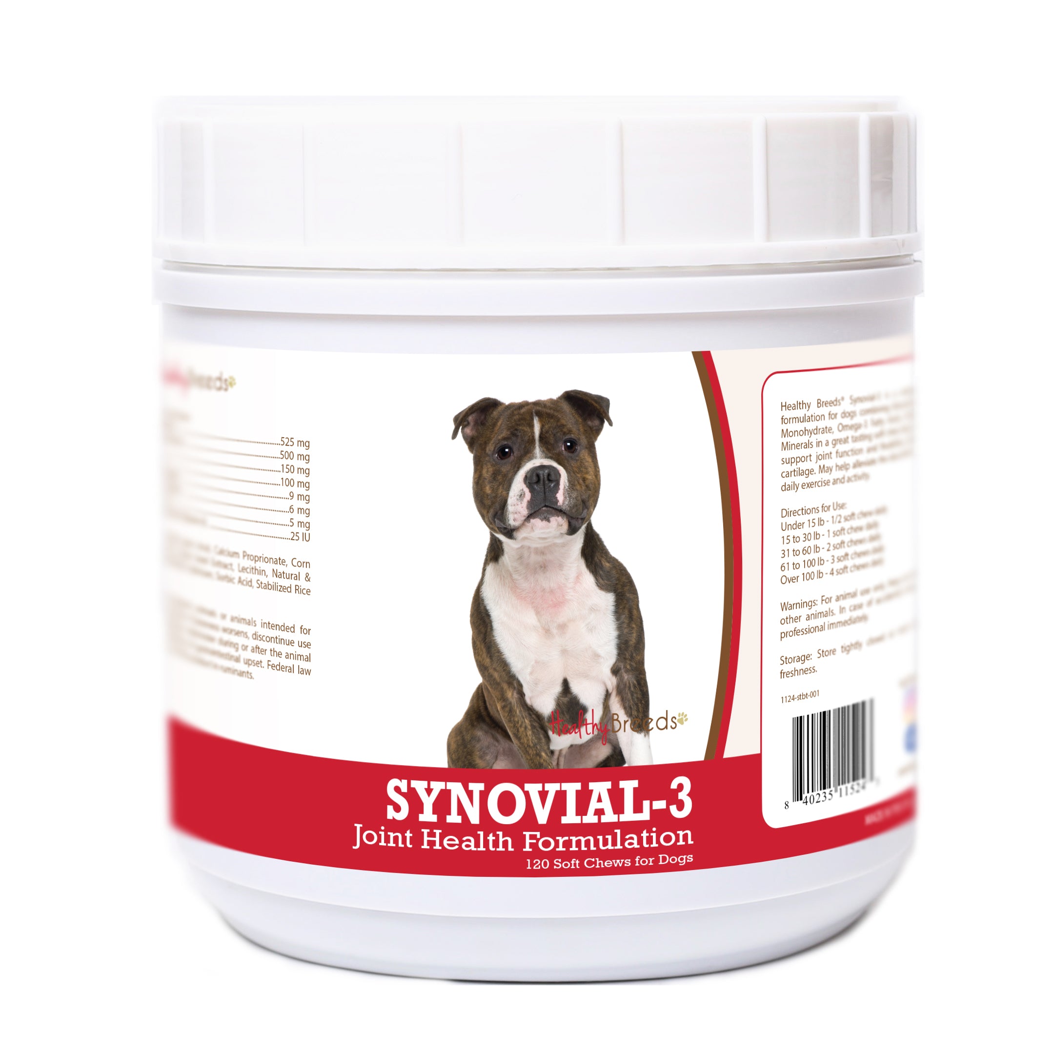 Staffordshire Bull Terrier Synovial-3 Joint Health Formulation Soft Chews 120 Count