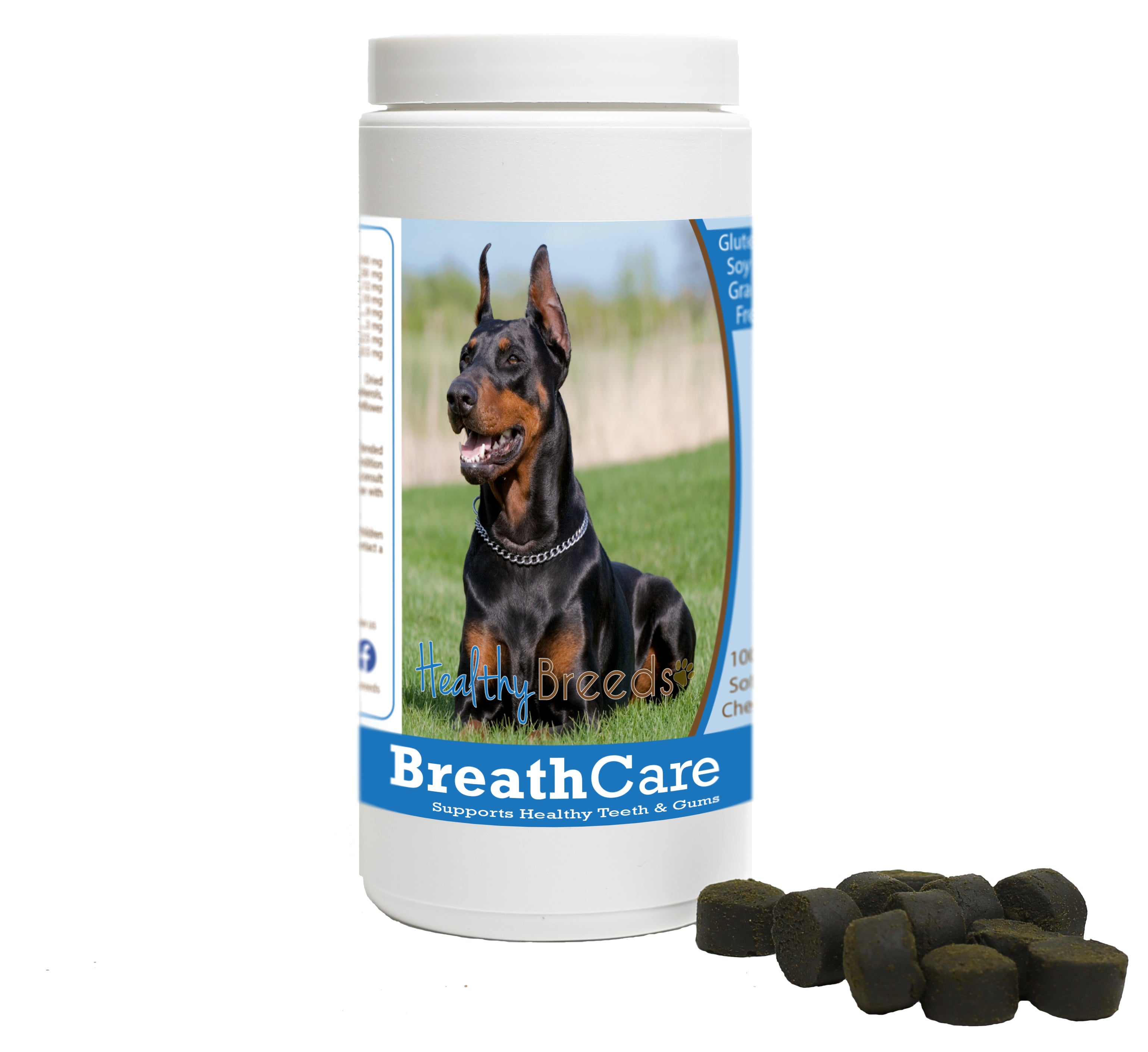 Doberman Pinscher Breath Care Soft Chews for Dogs 60 Count