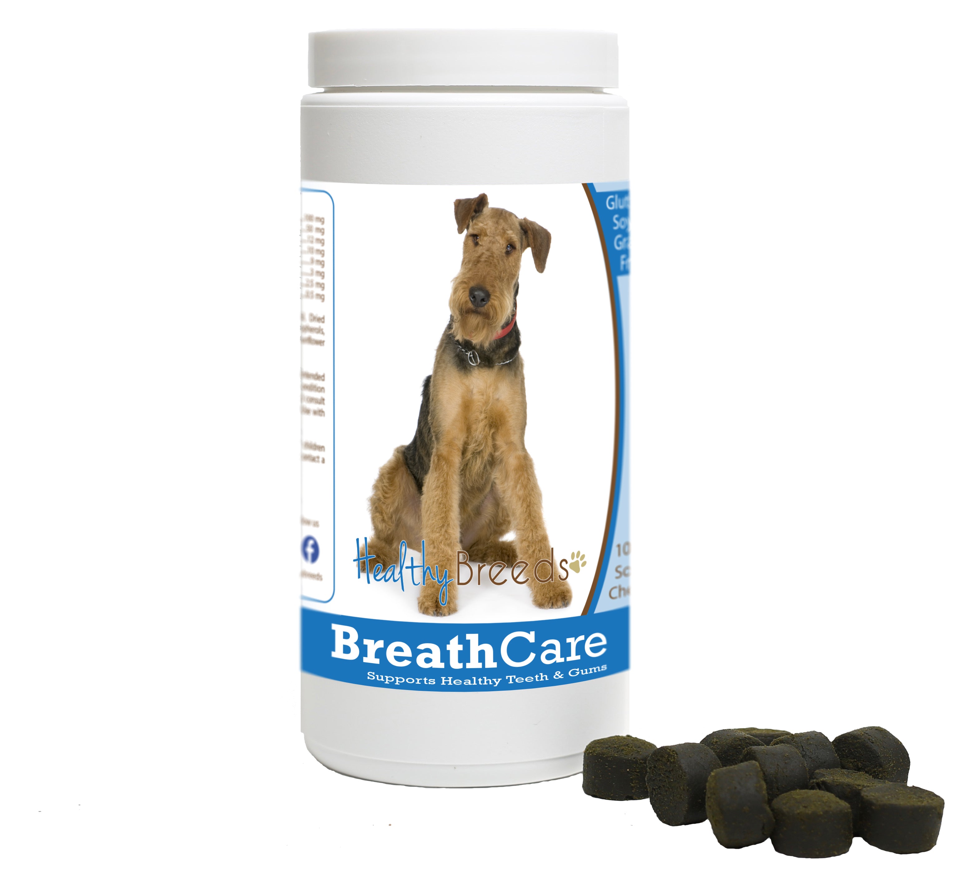 Airedale Terrier Breath Care Soft Chews for Dogs 100 Count