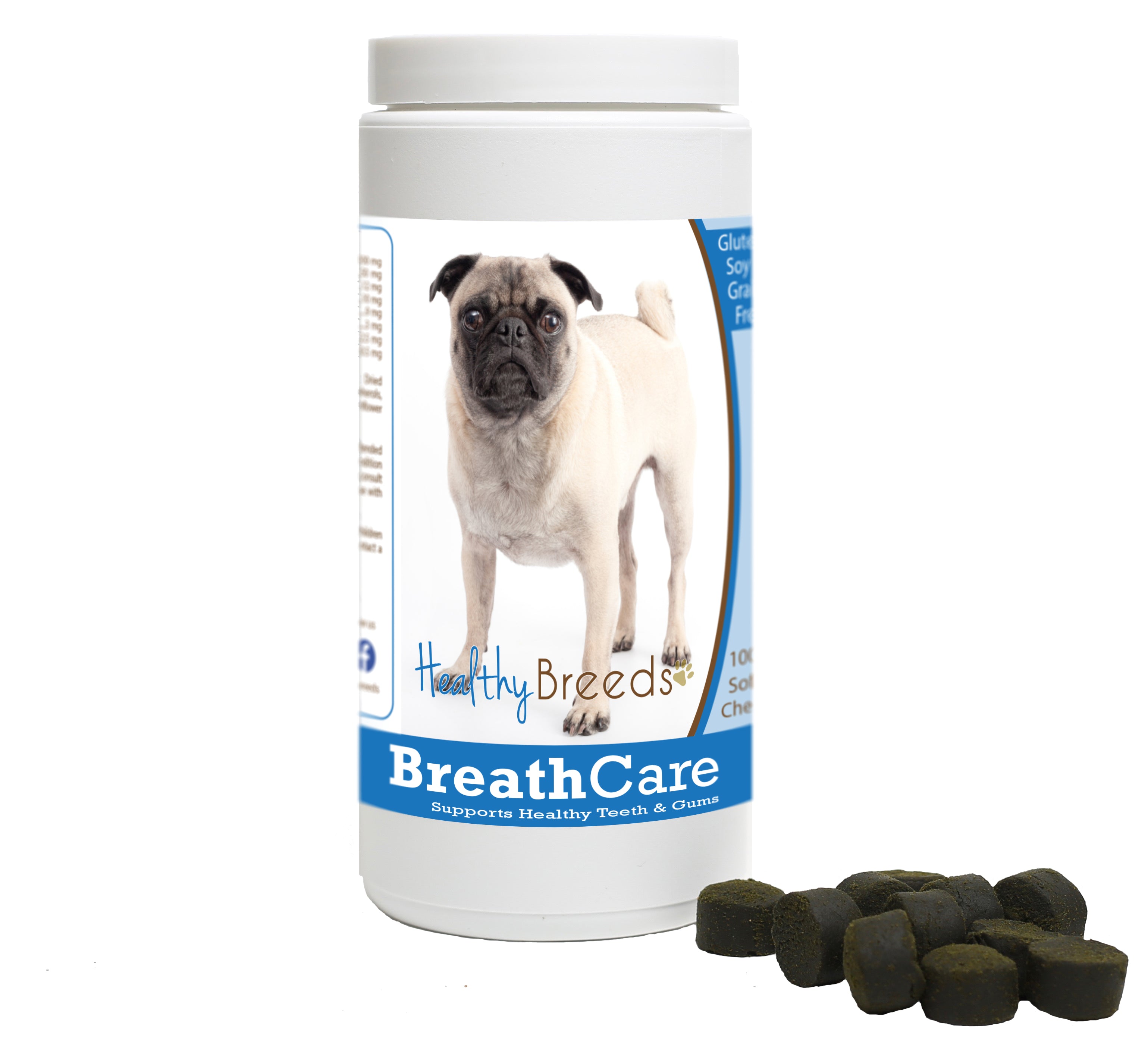 Pug Breath Care Soft Chews for Dogs 60 Count