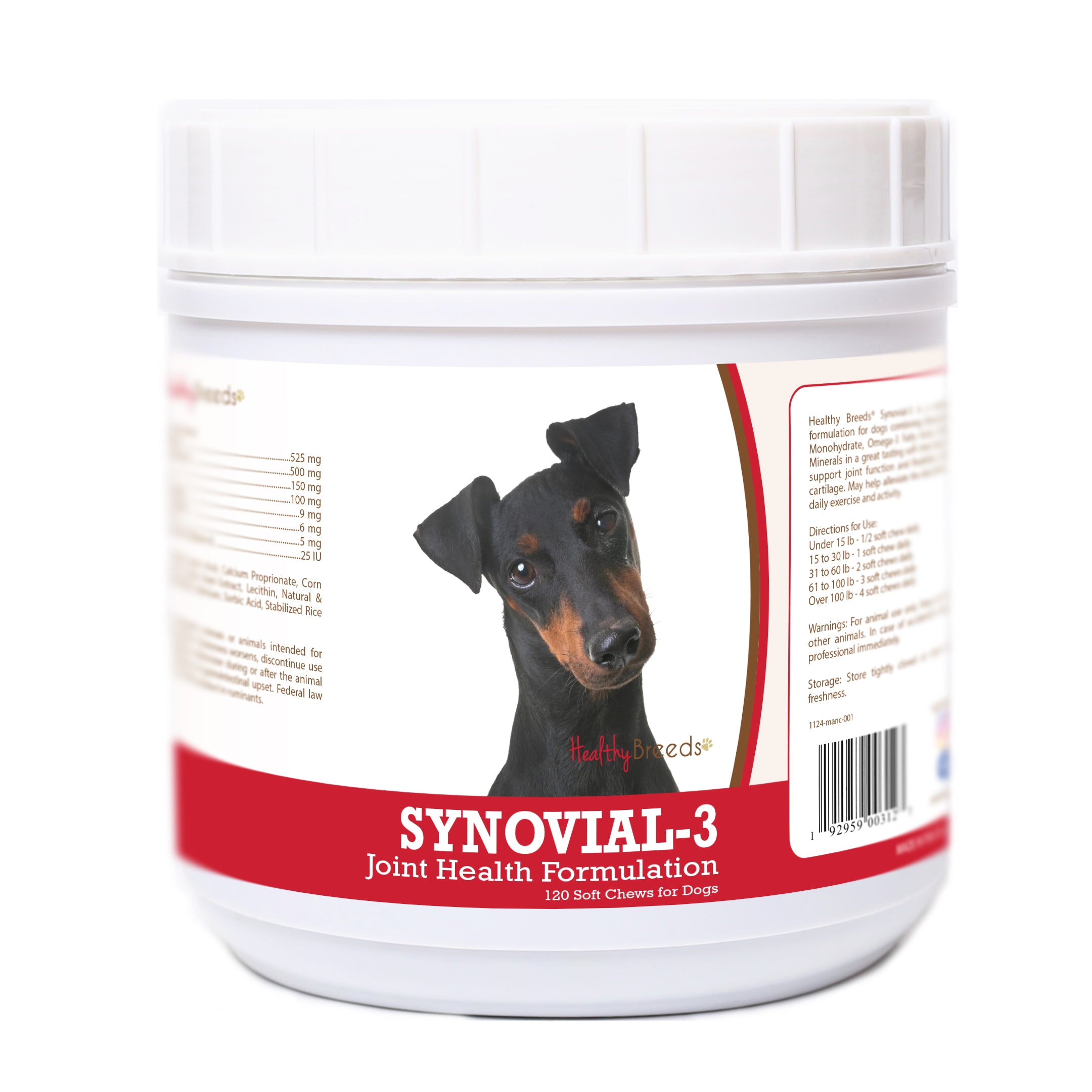 Manchester Terrier Synovial-3 Joint Health Formulation Soft Chews 120 Count