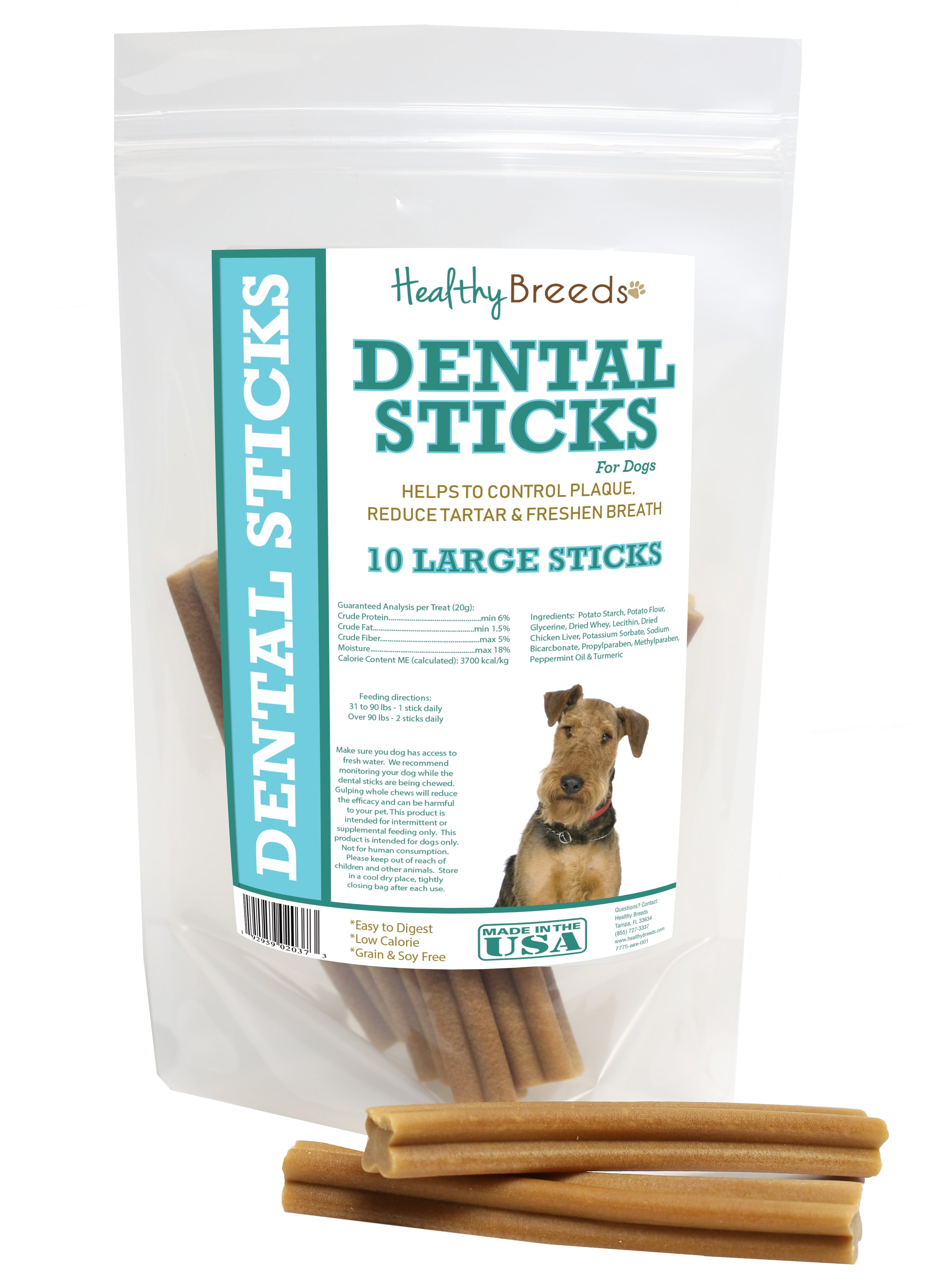 Airedale Terrier Dental Sticks Large 10 Count