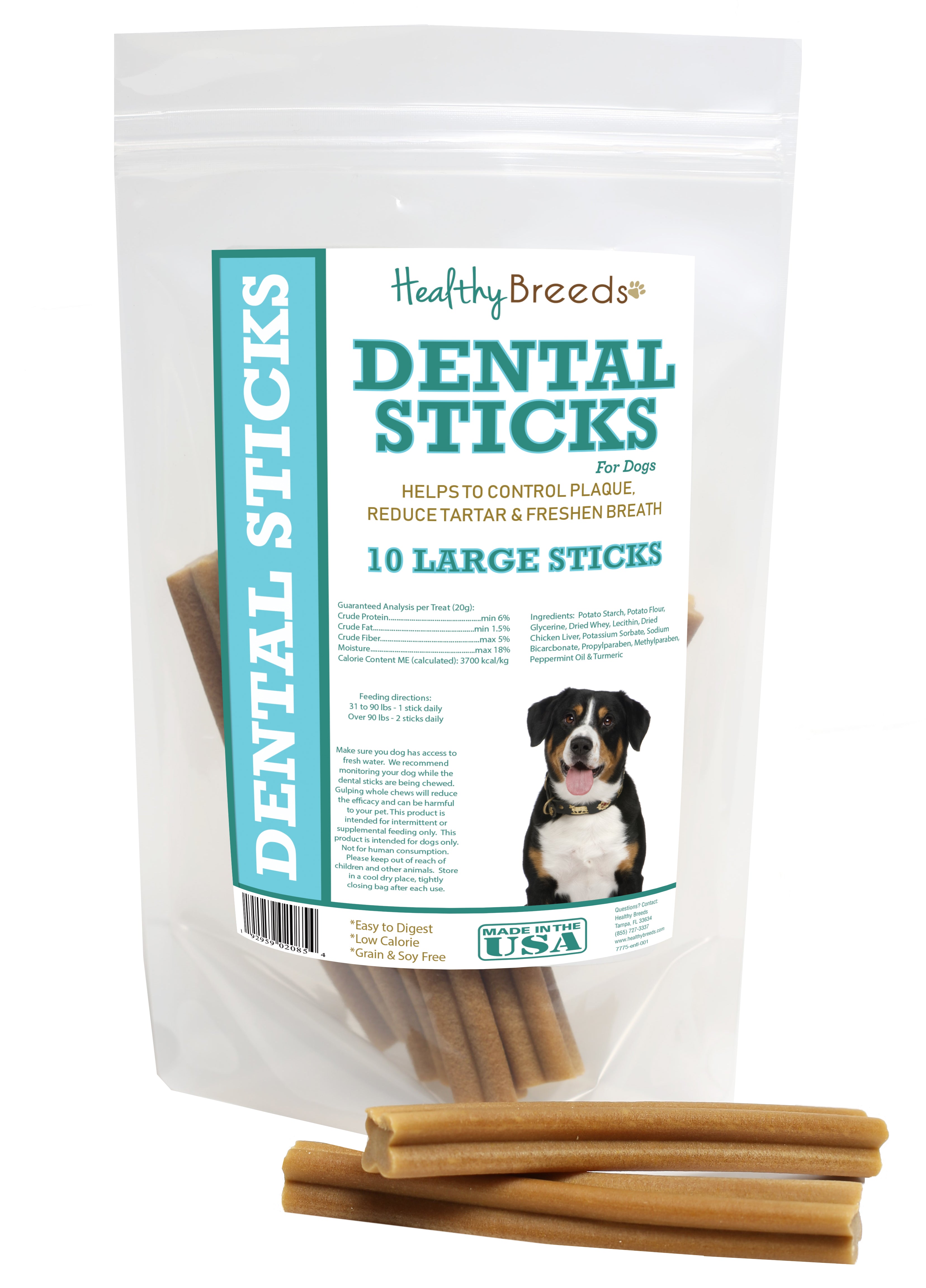 Entlebucher Mountain Dog Dental Sticks Large 10 Count