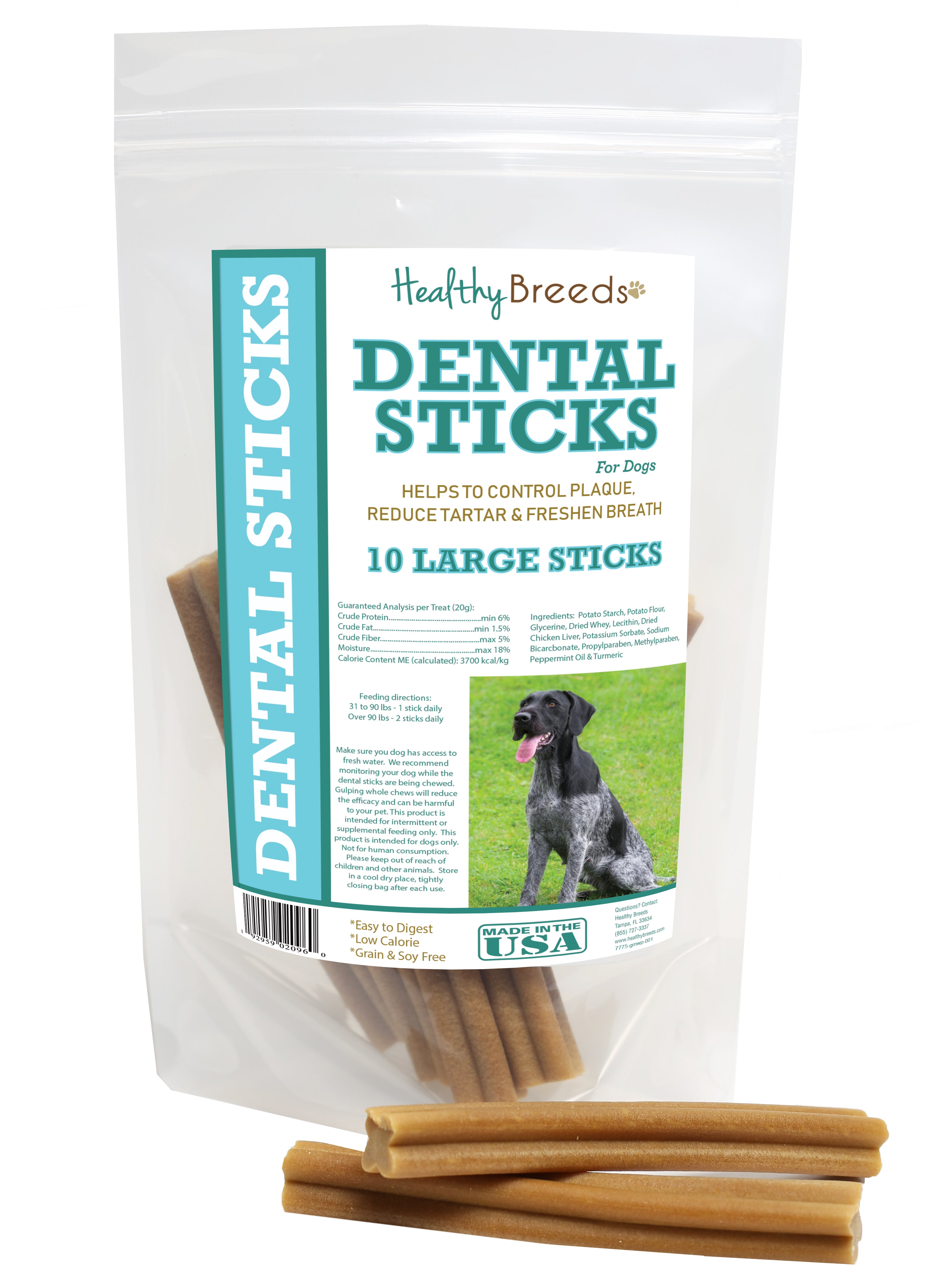 German Wirehaired Pointer Dental Sticks Large 10 Count